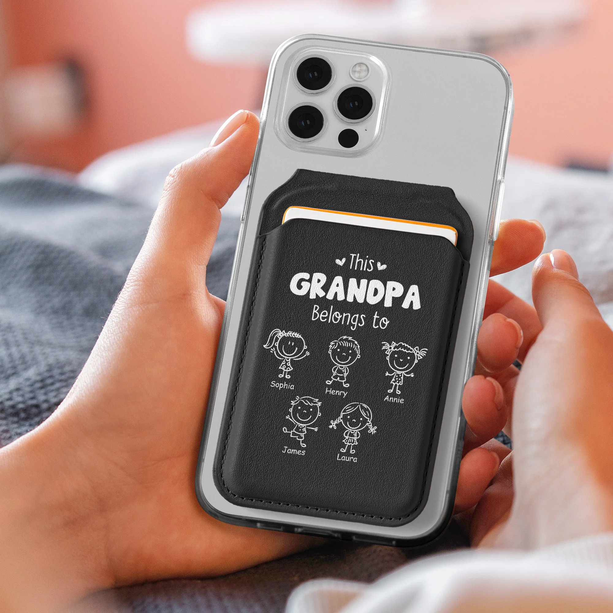 This Grandpa Belongs To - Custom For Dad, Mom, Grandma, Papa With Kids' Names - Personalized Wallet Compatible With Magsafe - Image 2
