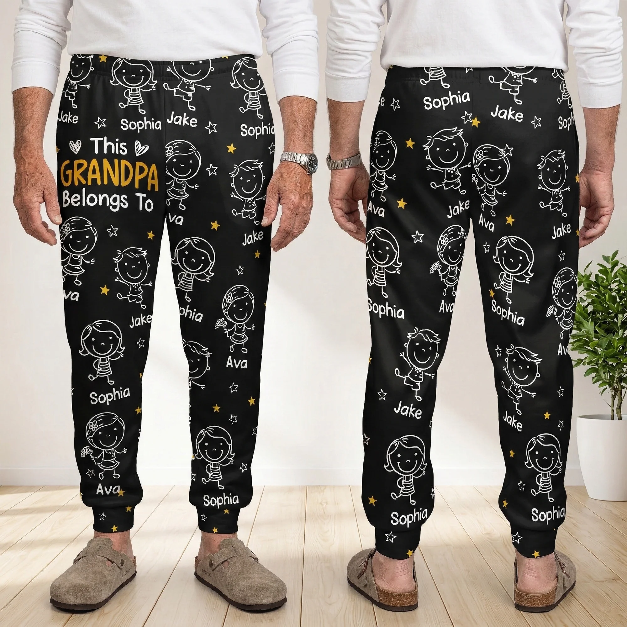 This Grandpa Belongs To Doodle - Personalized Sweatpants, Lounge Pants With Pockets - Image 4