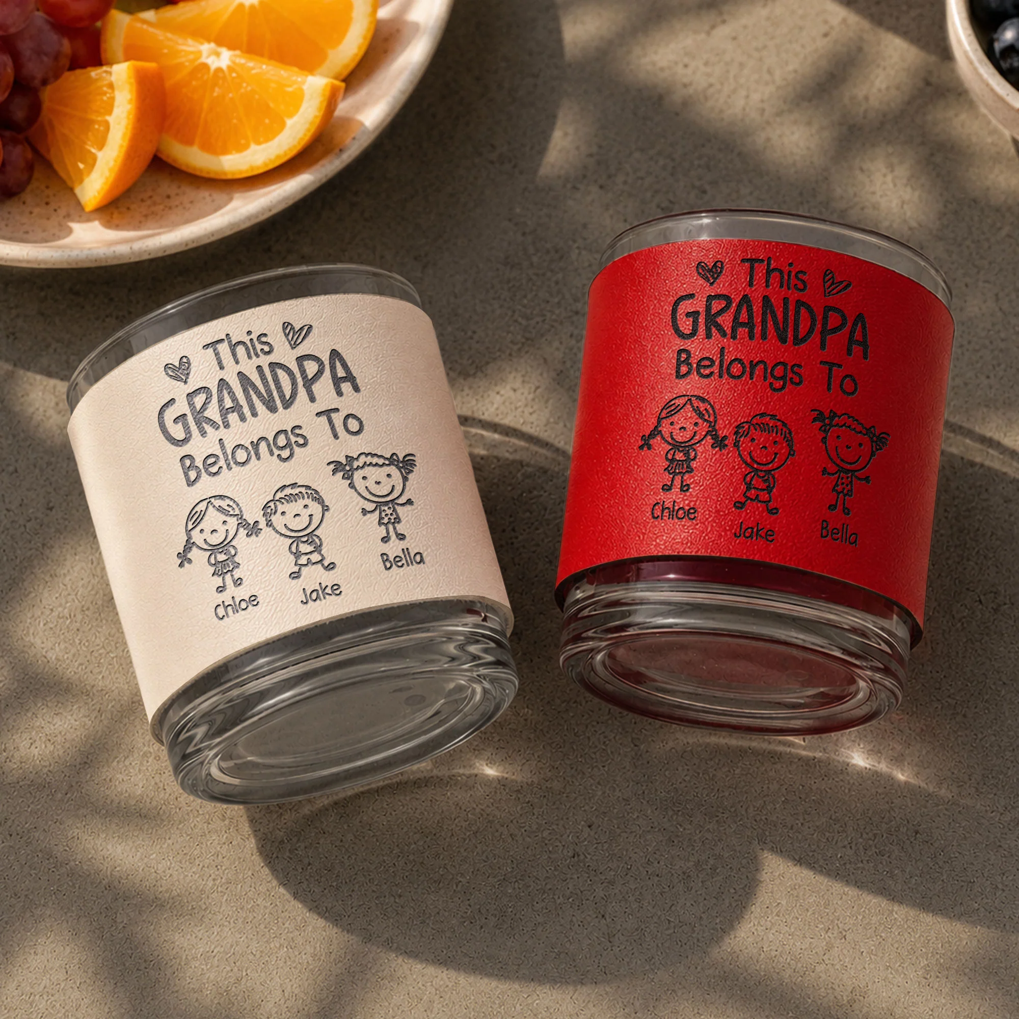 This Grandpa Belongs To Doodle Style - Personalized Whiskey Glass - Image 5