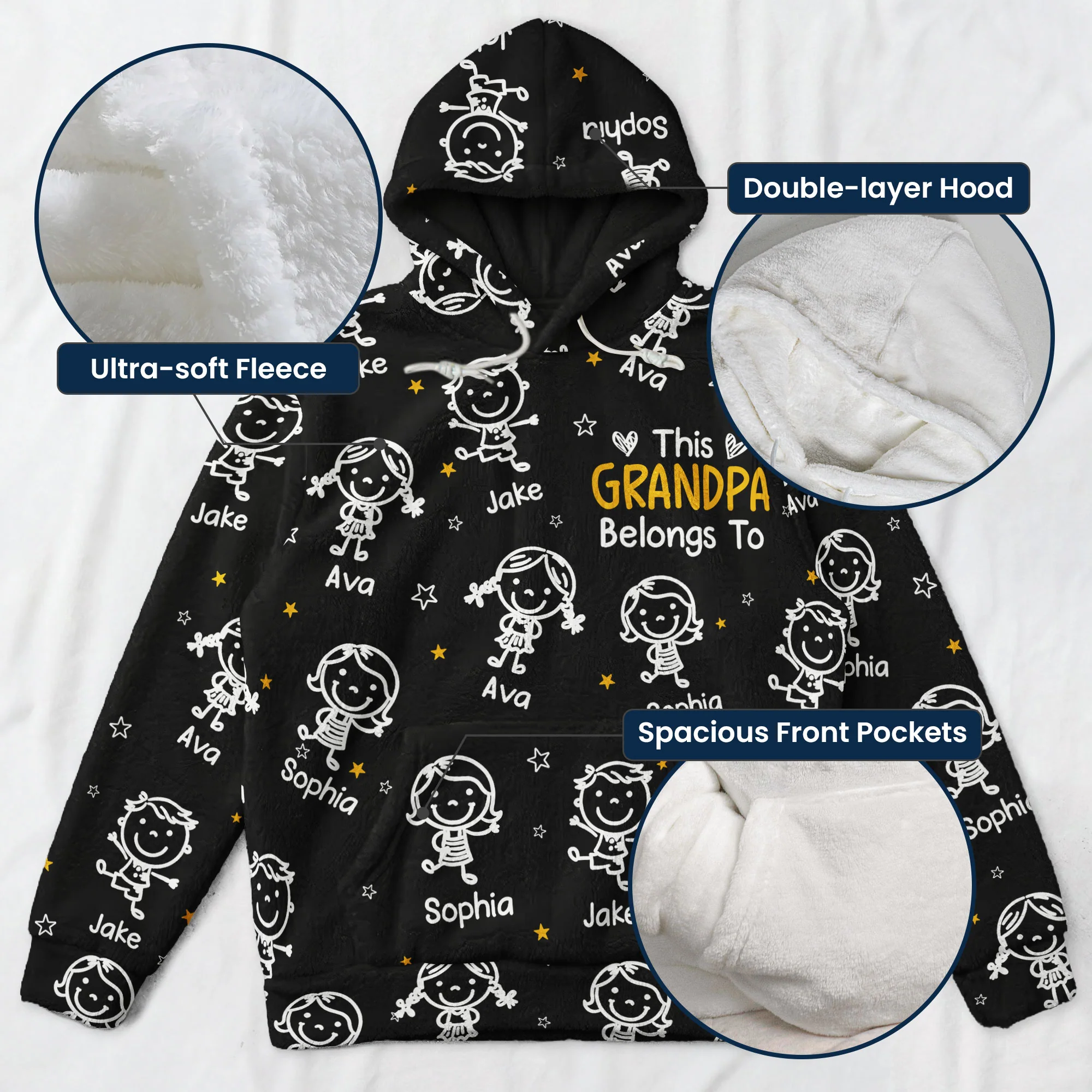This Grandpa Belongs To - Personalized Fleece Hoodie - Image 6