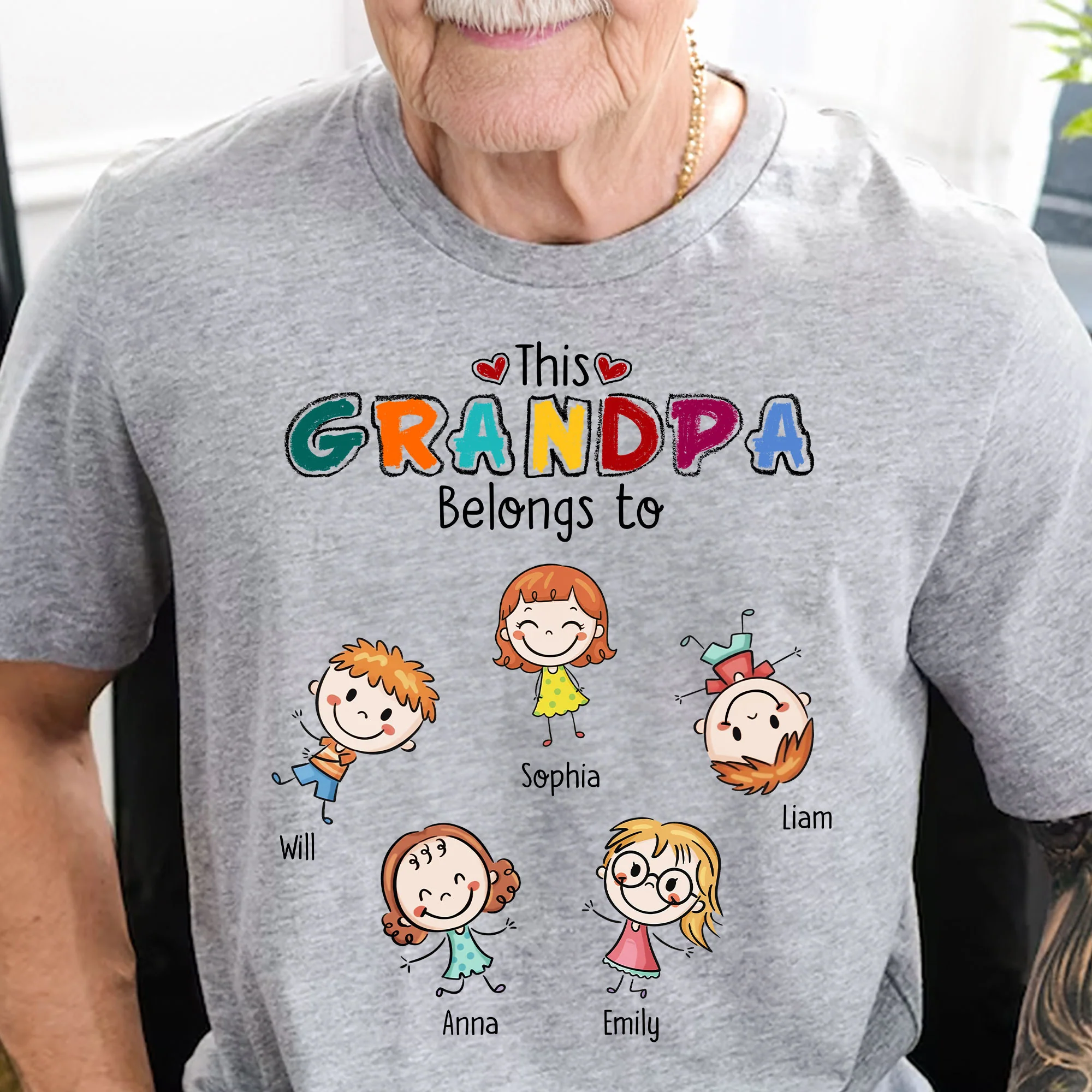 This Grandpa Grandma Belongs Doodle Color - Personalized Shirt - Image 2