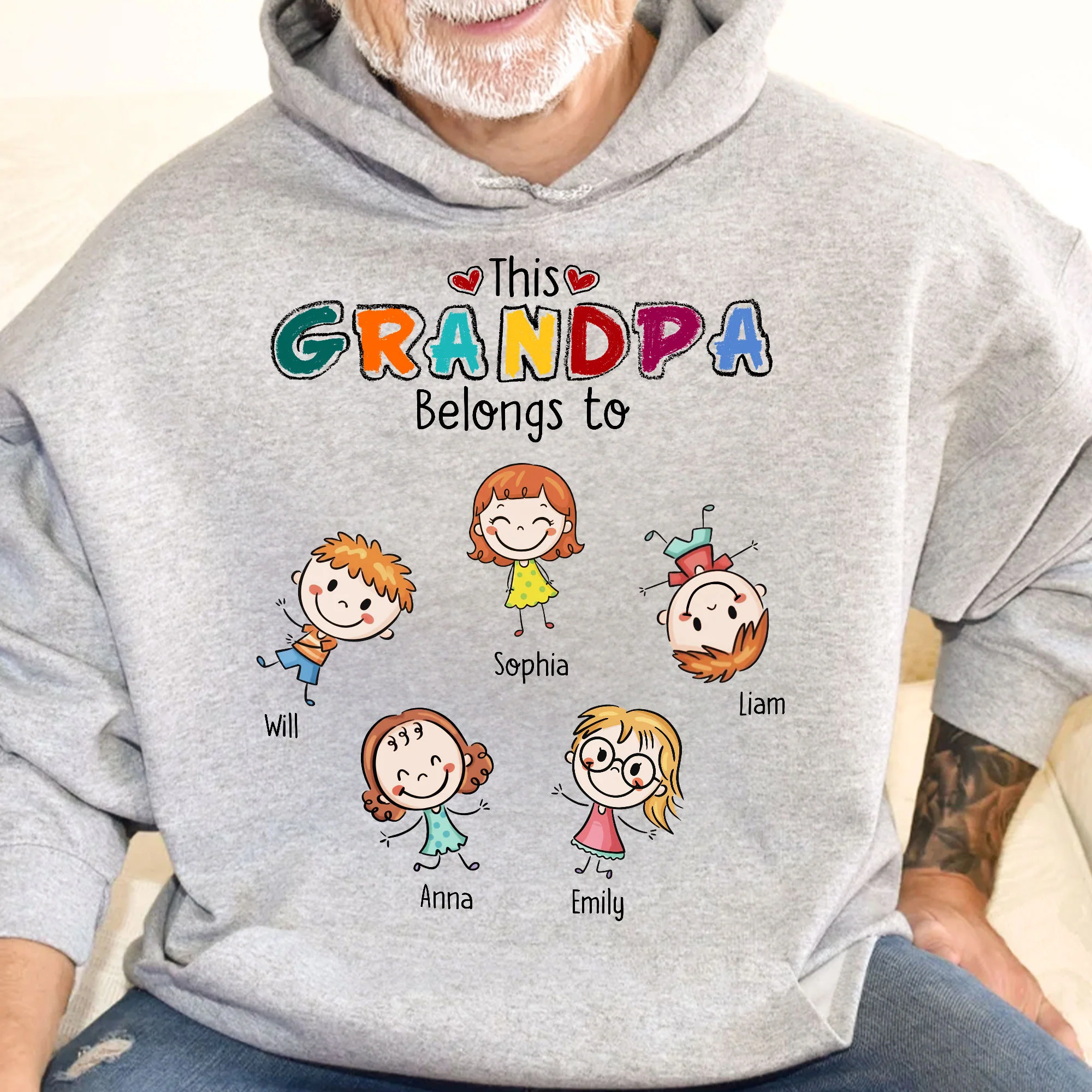 This Grandpa Grandma Belongs Doodle Color - Personalized Shirt - Image 6