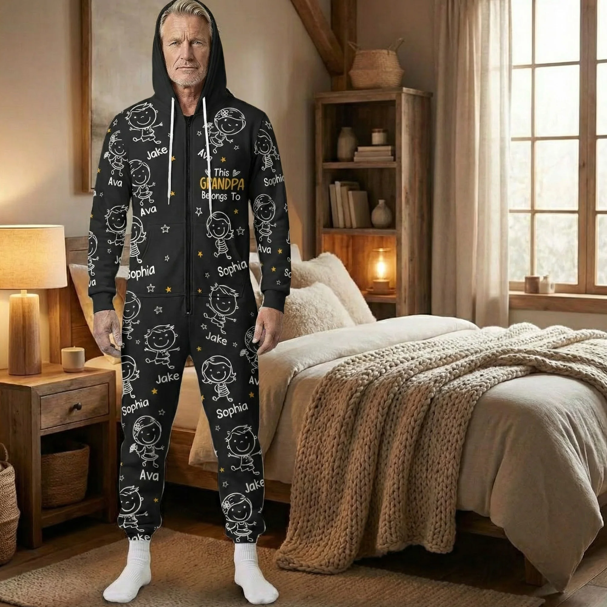 This Grandpa Grandma Belongs To - Personalized Hooded Jumpsuit - Image 3
