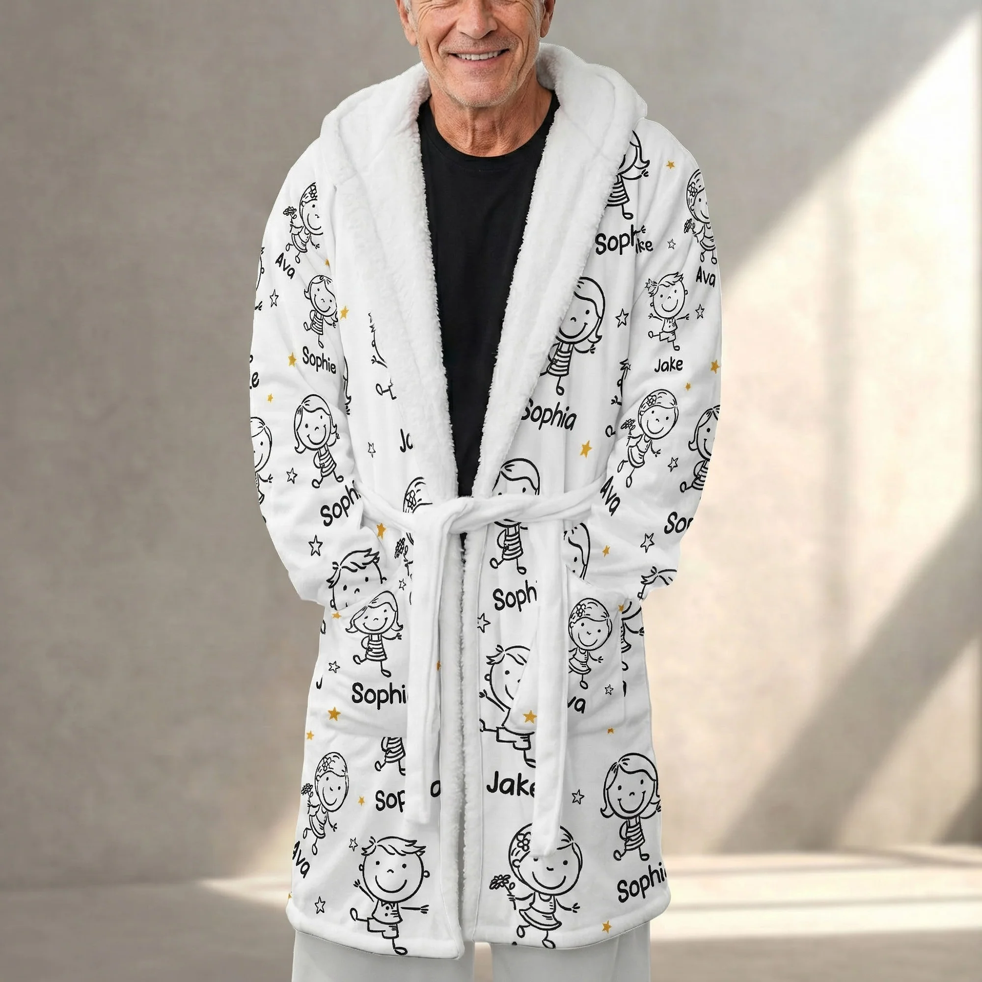This Grandpa Grandma Belongs To - Personalized Hooded Robe - Image 3