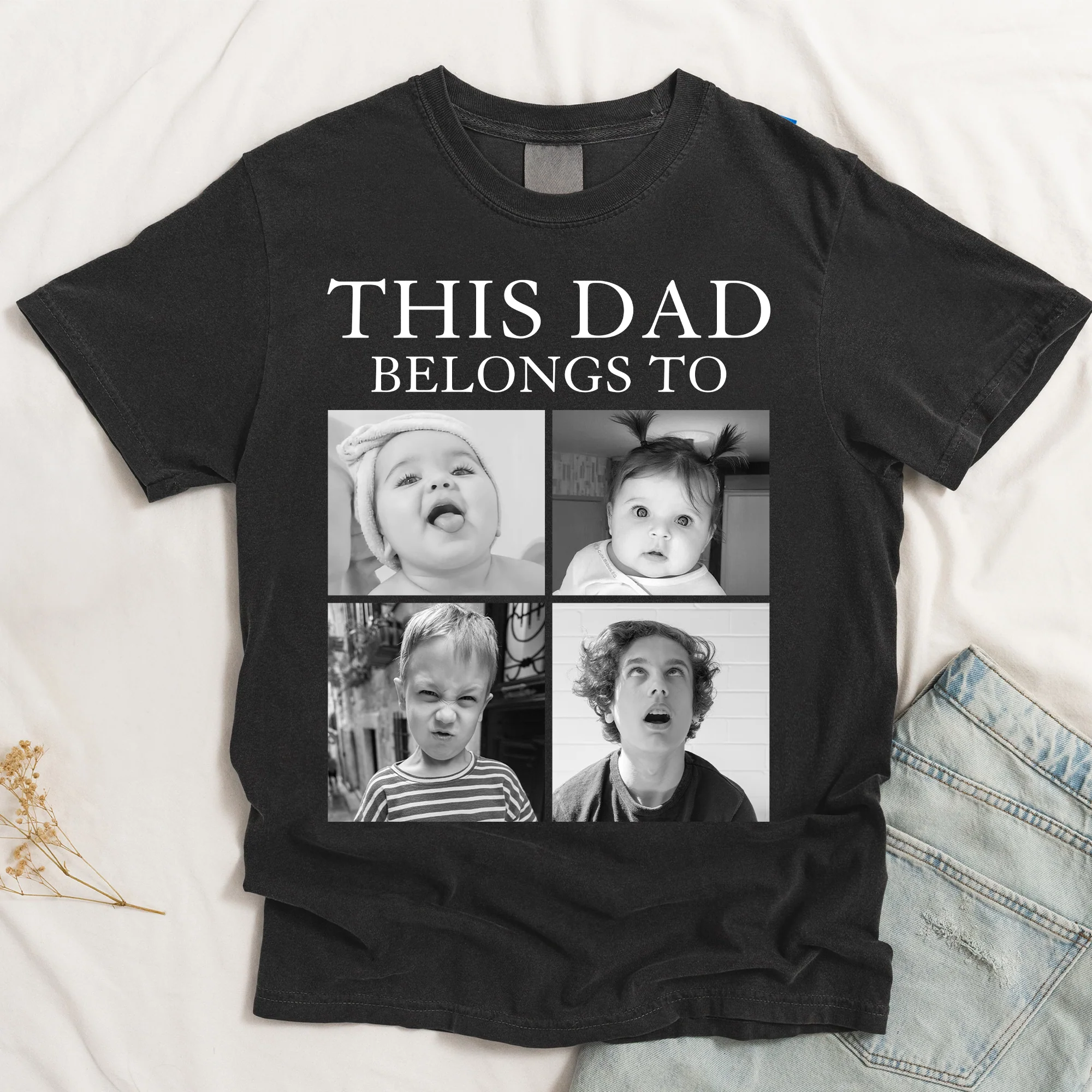 This Grandpa, Grandma, Mom, Dad Belongs To - Retro Vintage Custom Photo - Personalized Photo Comfort Tee - Image 2