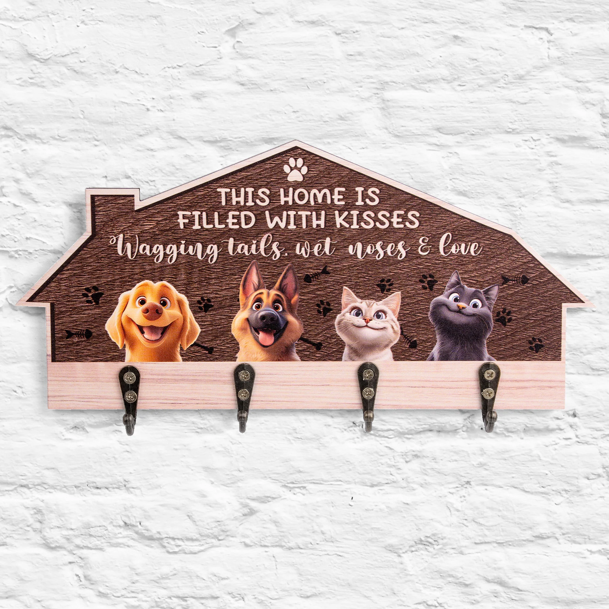 This Home Is Filled With Kisses Wagging Tail - Personalized Key Holder - Image 2