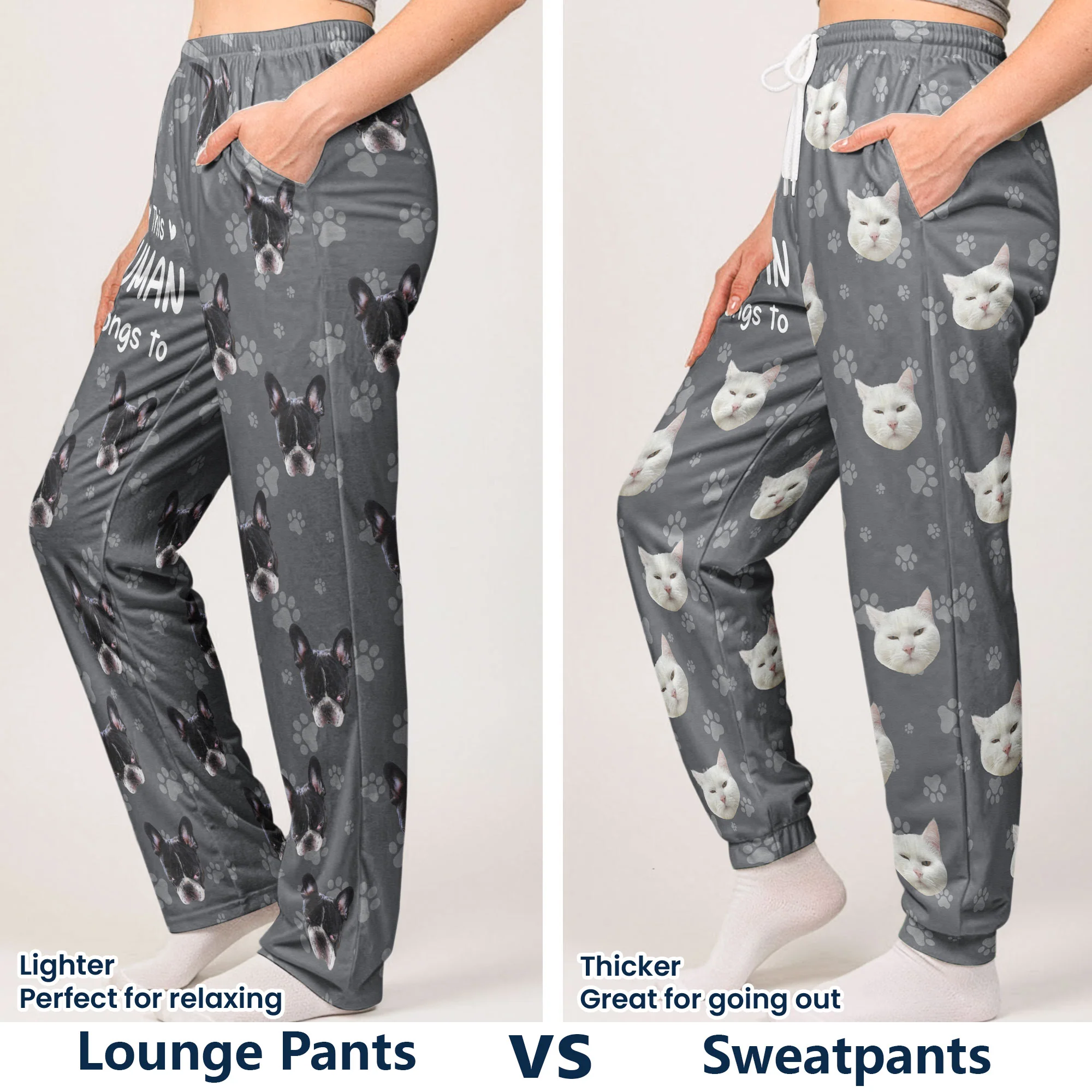 This Human Belongs To - Personalized Photo Sweatpants, Lounge Pants With Pockets - Image 6