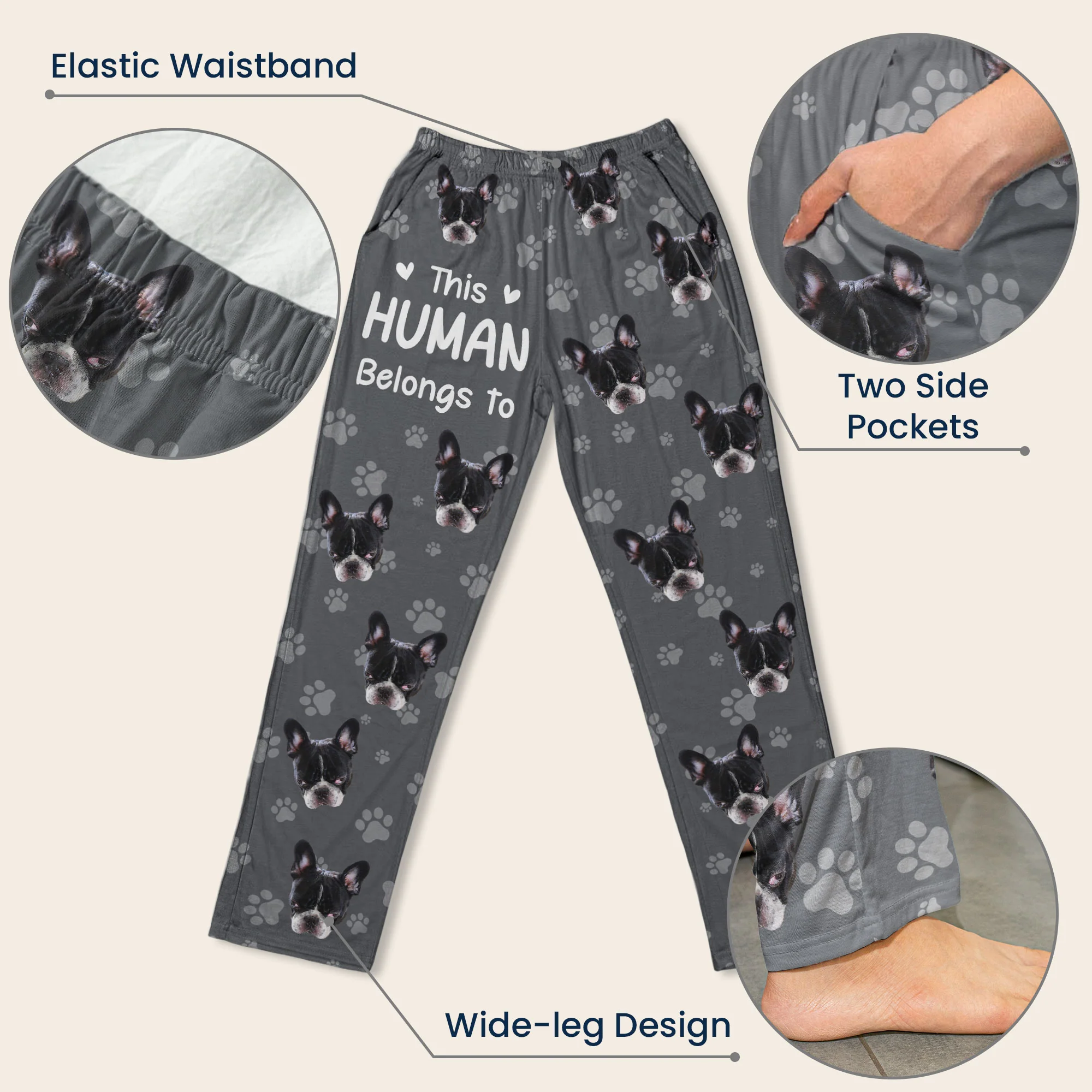 This Human Belongs To - Personalized Photo Sweatpants, Lounge Pants With Pockets - Image 8