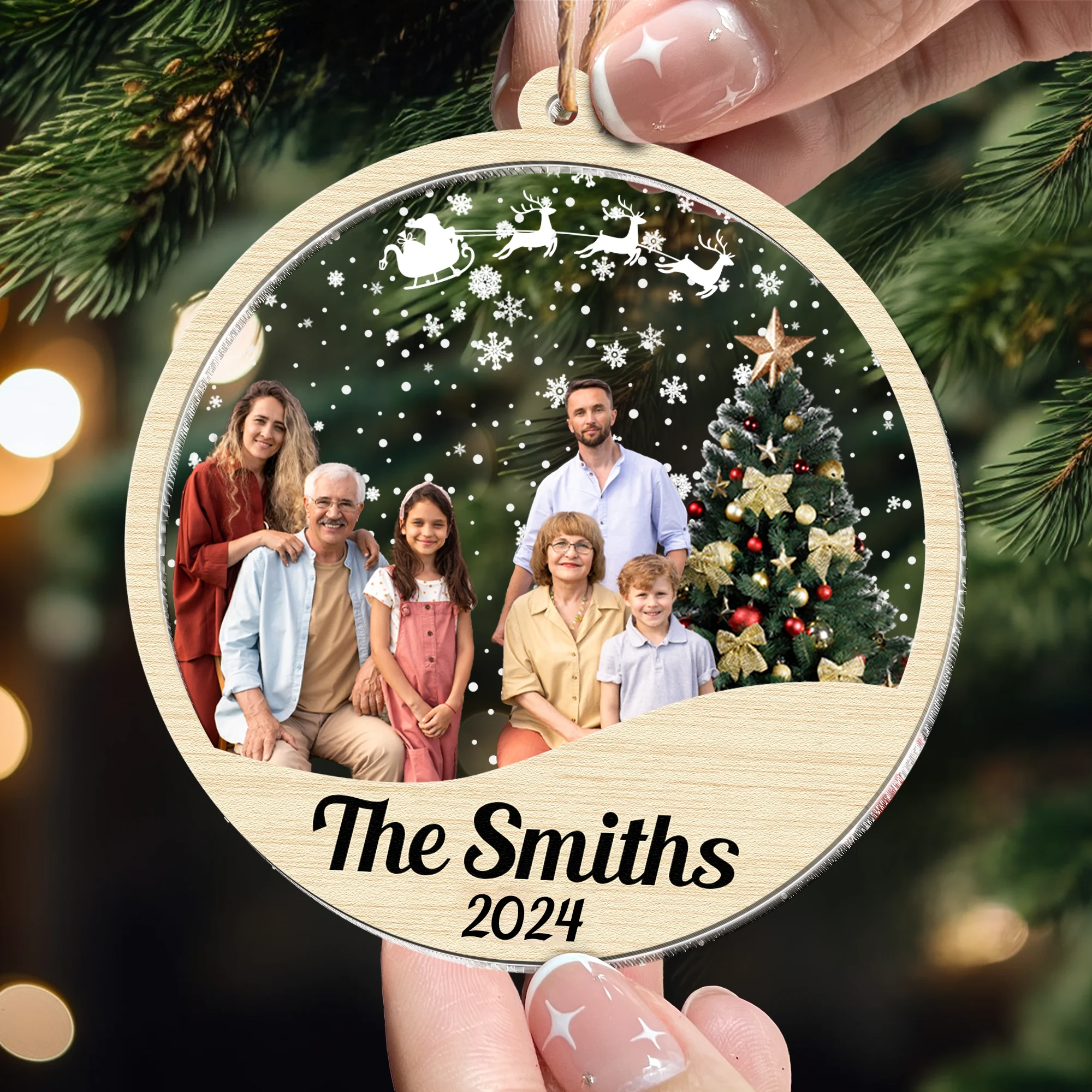 This Is My Big Family - Personalized Photo Wood And Acrylic Ornament - Image 5