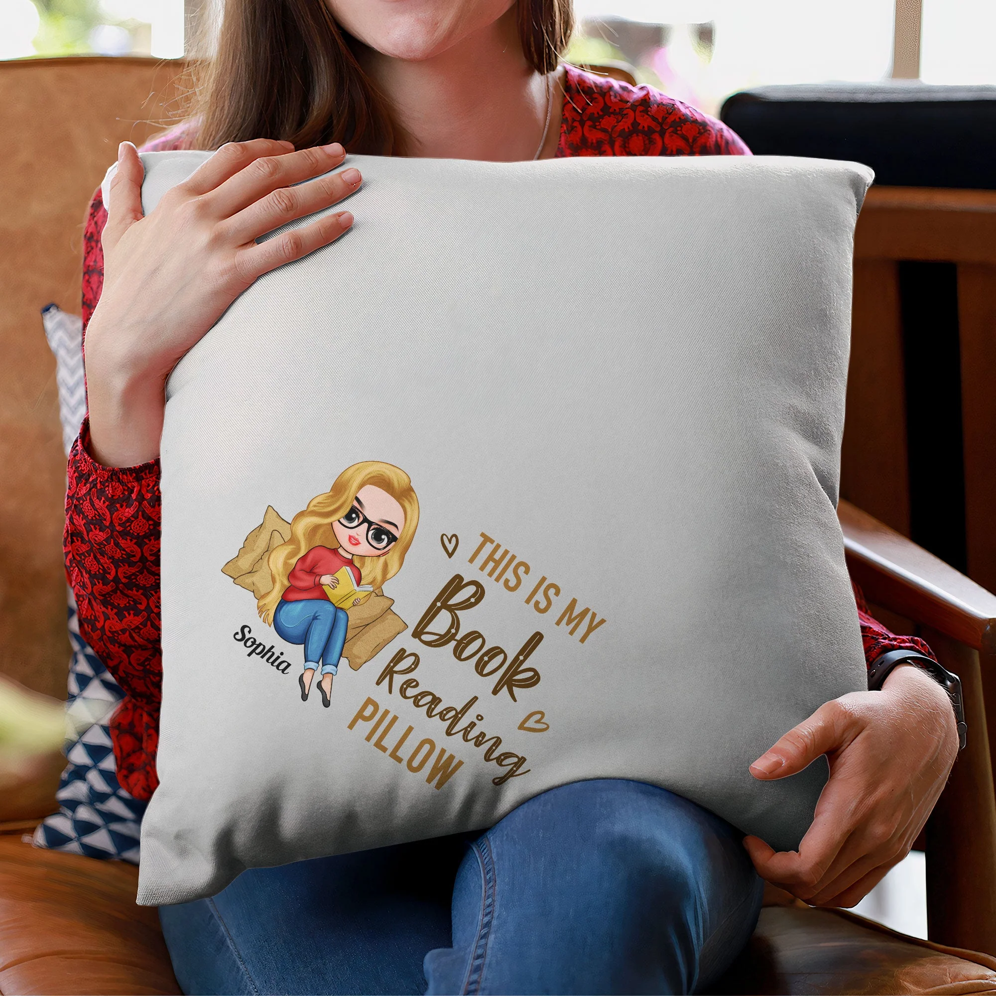 This Is My Book Reading Pillow - Personalized Pillow (Insert Included) - Birthday, Christmas, New Year Gift For Book Lovers, Friends, Her, Girl, Woman - Image 3