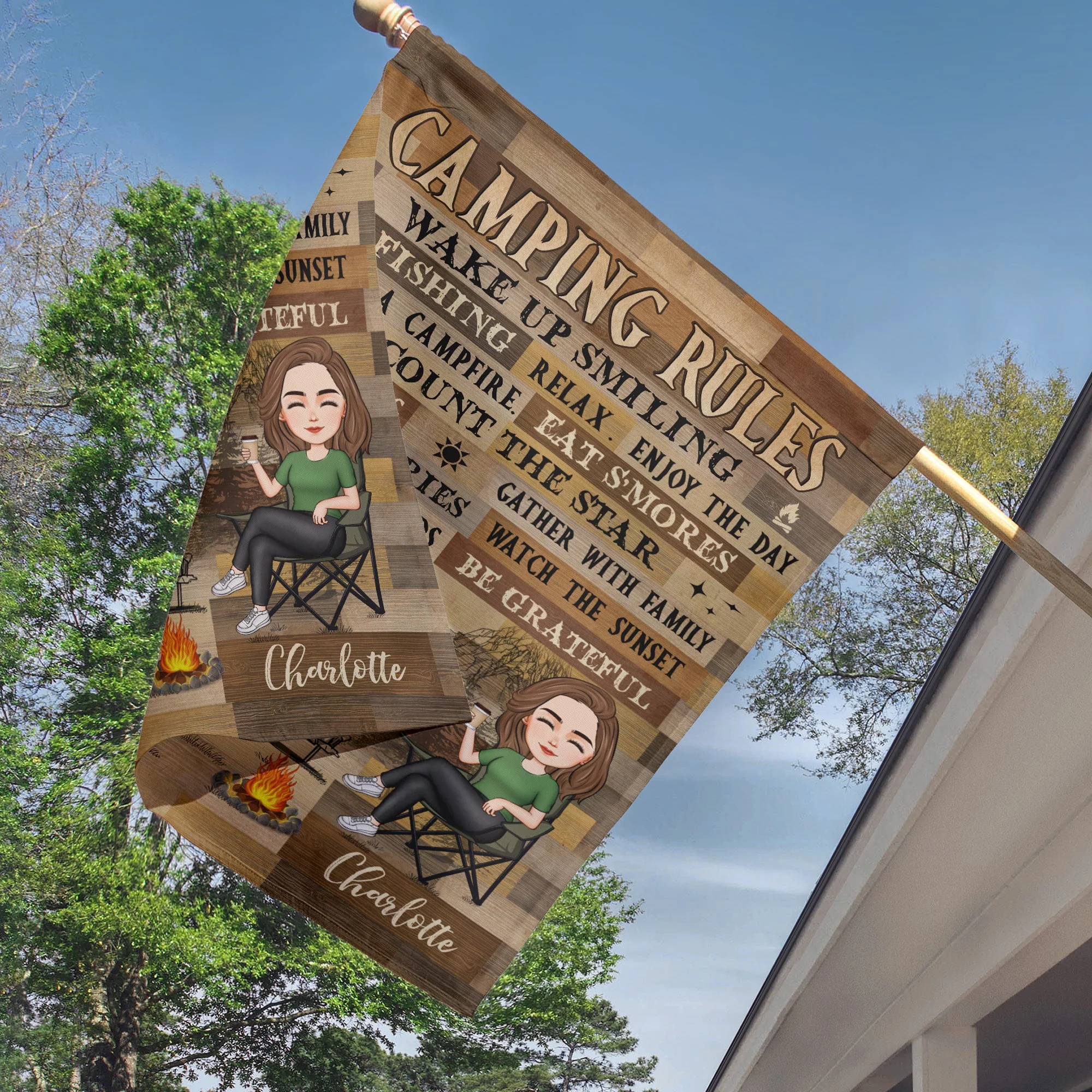 This Is My Camping Rules - Personalized Flag - Image 3