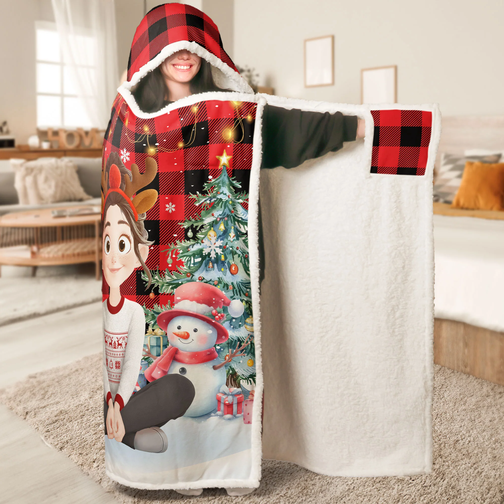 This Is My Christmas Movie Watching Blanket - Personalized Wearable Blanket Hoodie - Image 2