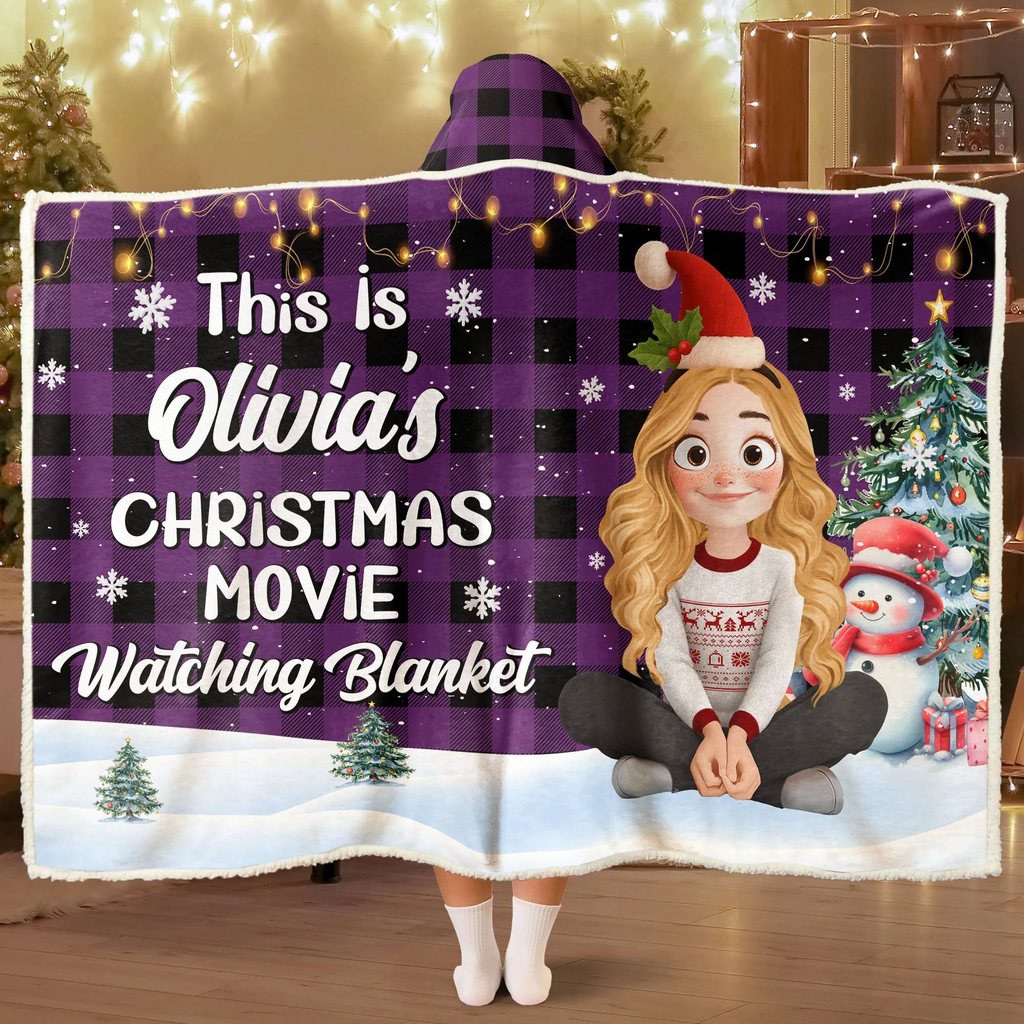 This Is My Christmas Movie Watching Blanket - Personalized Wearable Blanket Hoodie - Image 6