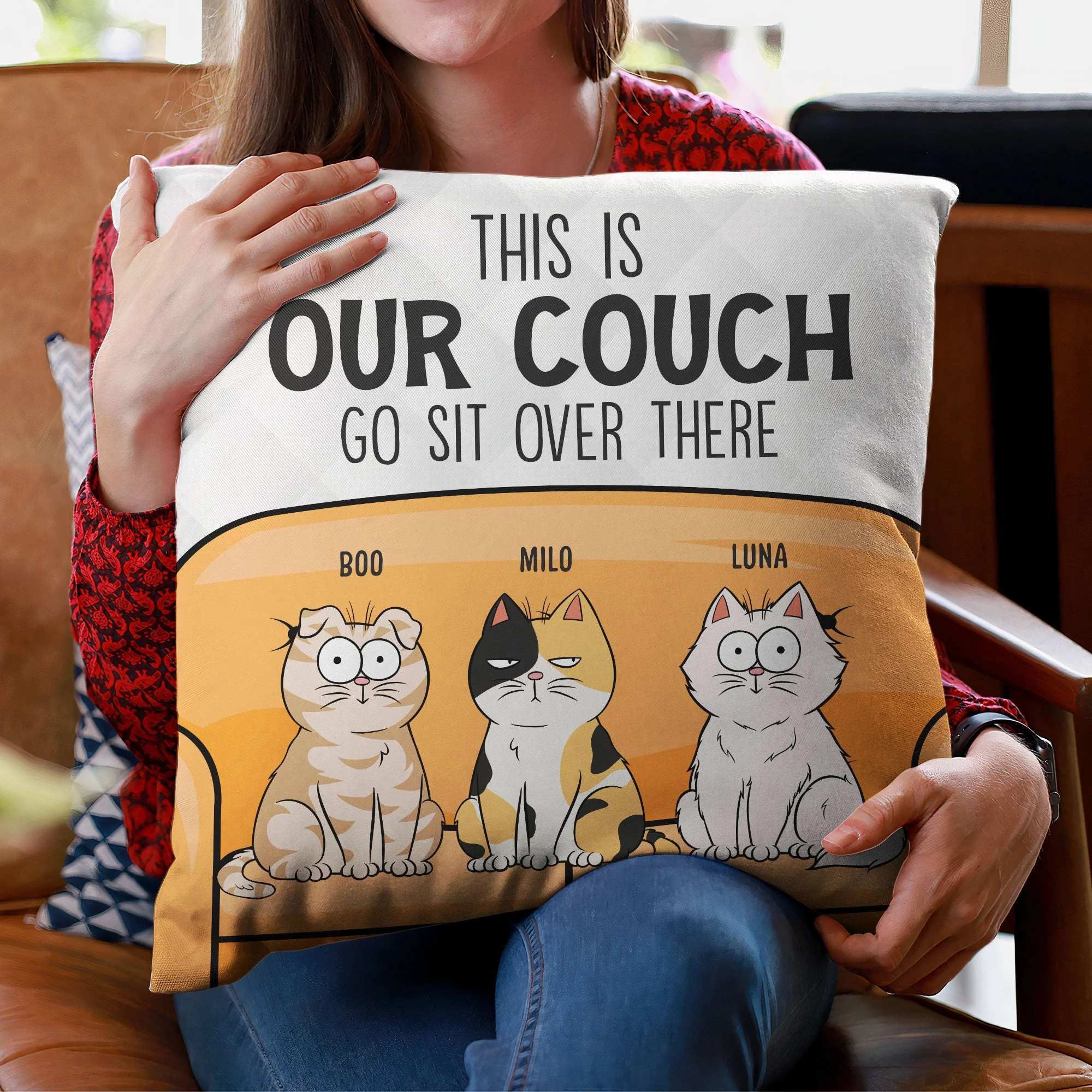 This Is My Couch Go Sit Over There Cat - Personalized Pillow (Insert Included) - Image 3