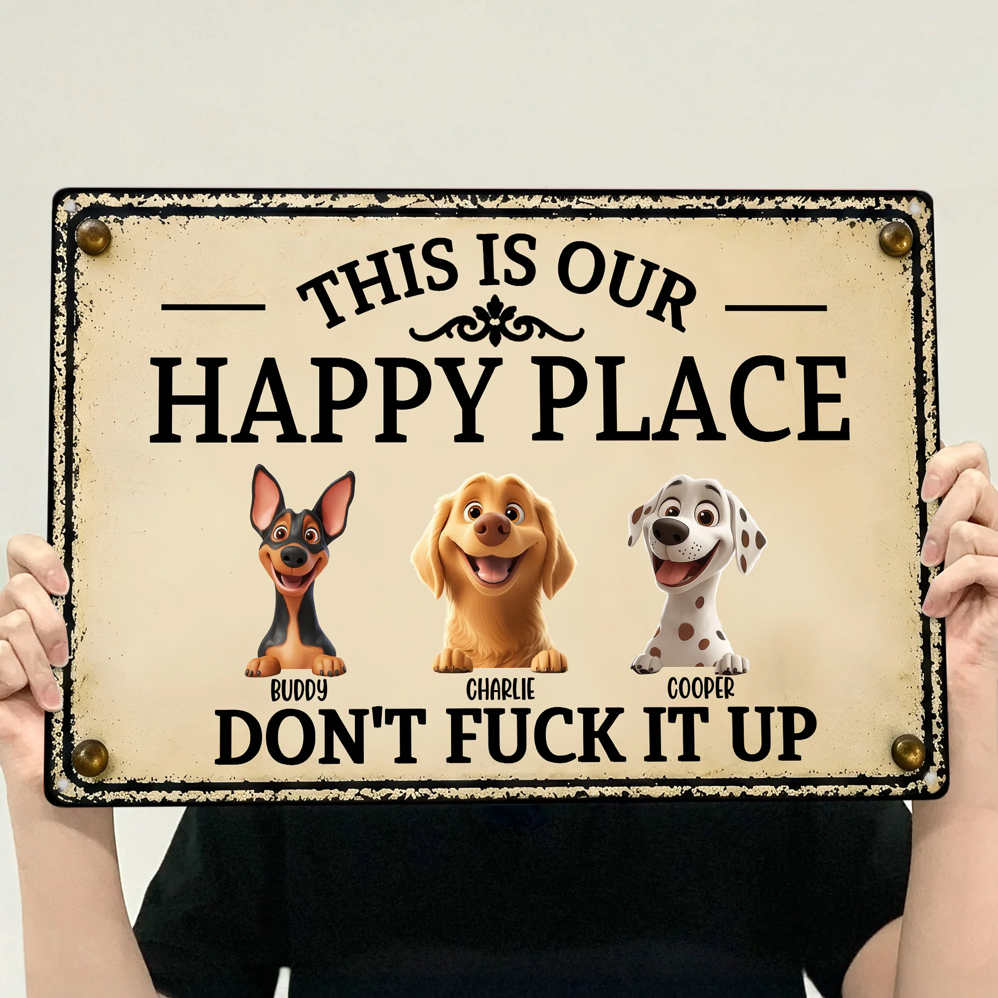 This Is My Happy Place Don't Mess It Up - Personalized Metal Sign - Image 3