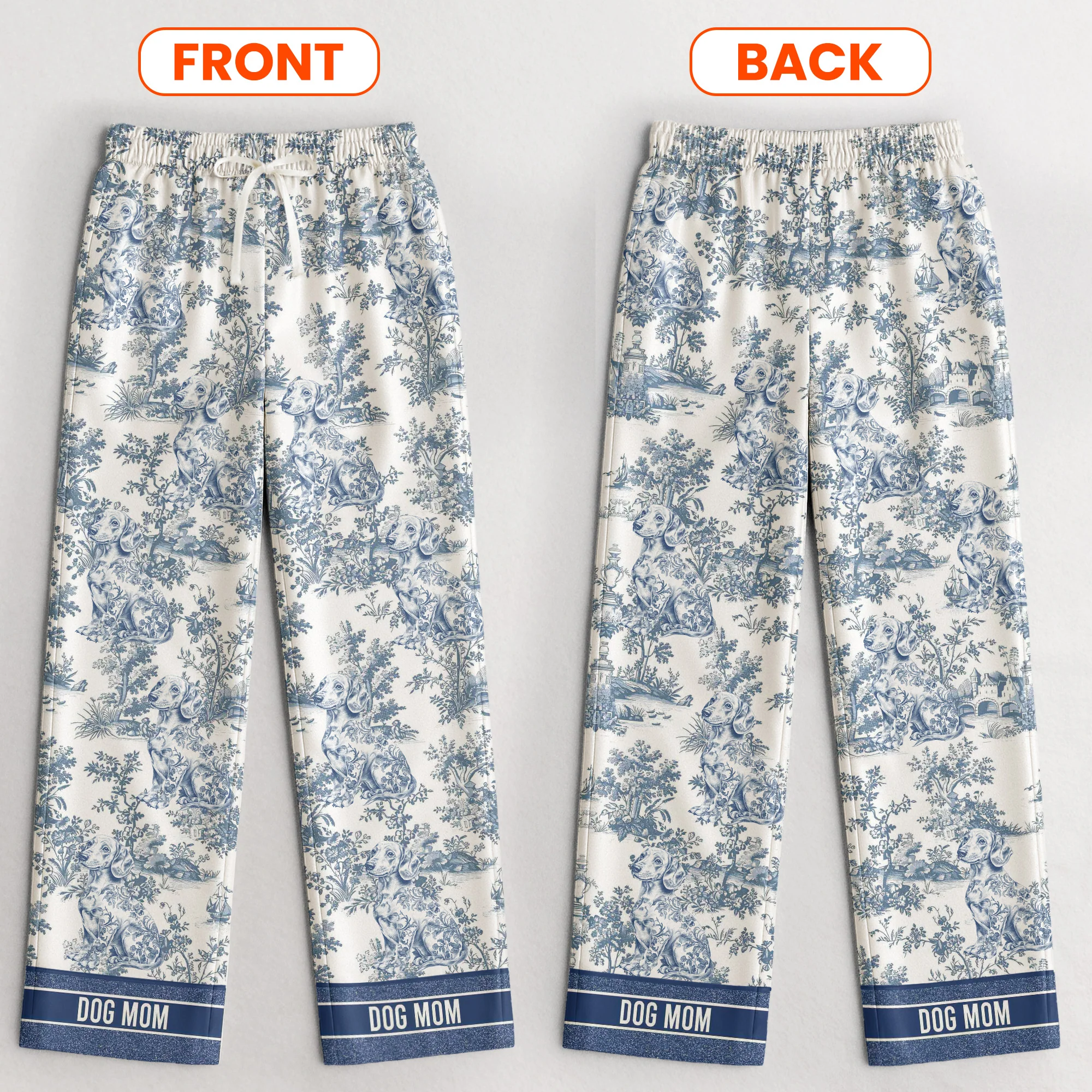 This Is My Pawjama Dog Mom Toile De Jouy - Personalized Satin Pajama Set - Image 2