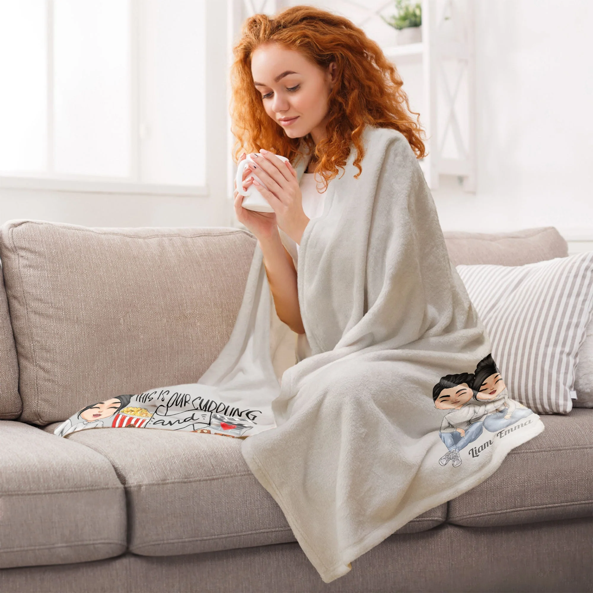 This Is Our Cuddling And Movie Watching Blanket - Personalized Blanket - Birthday, Anniversary, Valentine's Day Gift For Spouse, Husband, Wife, Lovers, Girlfriend, Boyfriend - Image 2