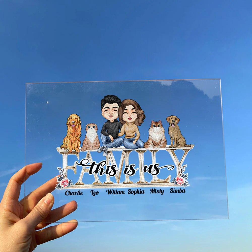 This Is Our Family - Personalized Acrylic Plaque - Birthday, Anniversary, Decoration Gift For Family, Dog & Cat Lovers - Image 2