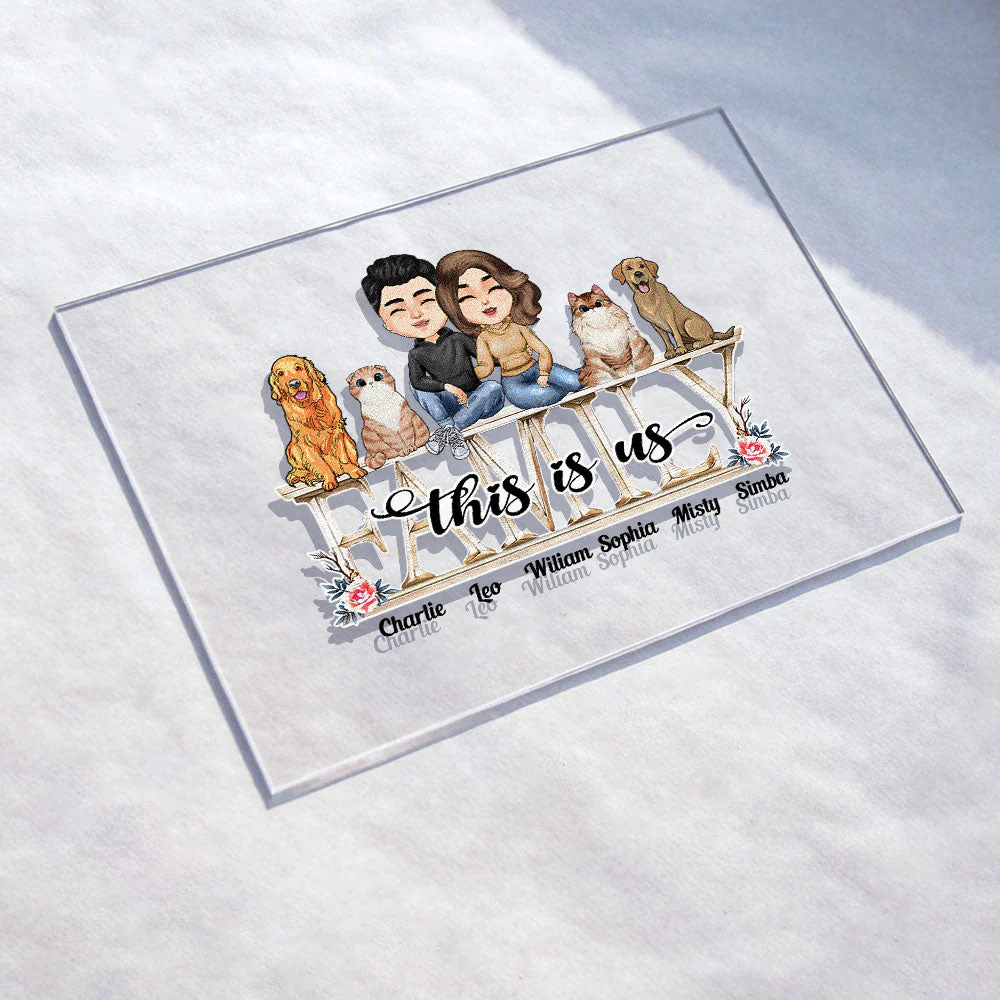 This Is Our Family - Personalized Acrylic Plaque - Birthday, Anniversary, Decoration Gift For Family, Dog & Cat Lovers - Image 3