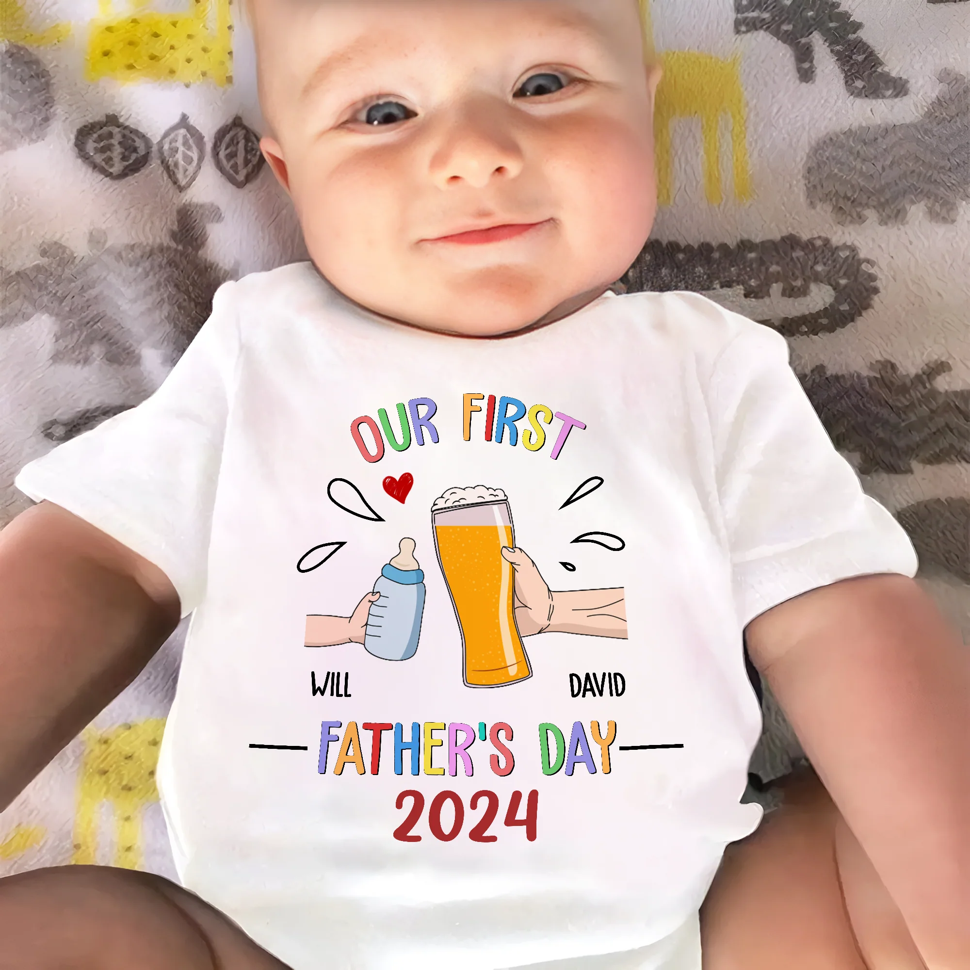 This Is Our First Father's Day - Personalized Baby Onesie