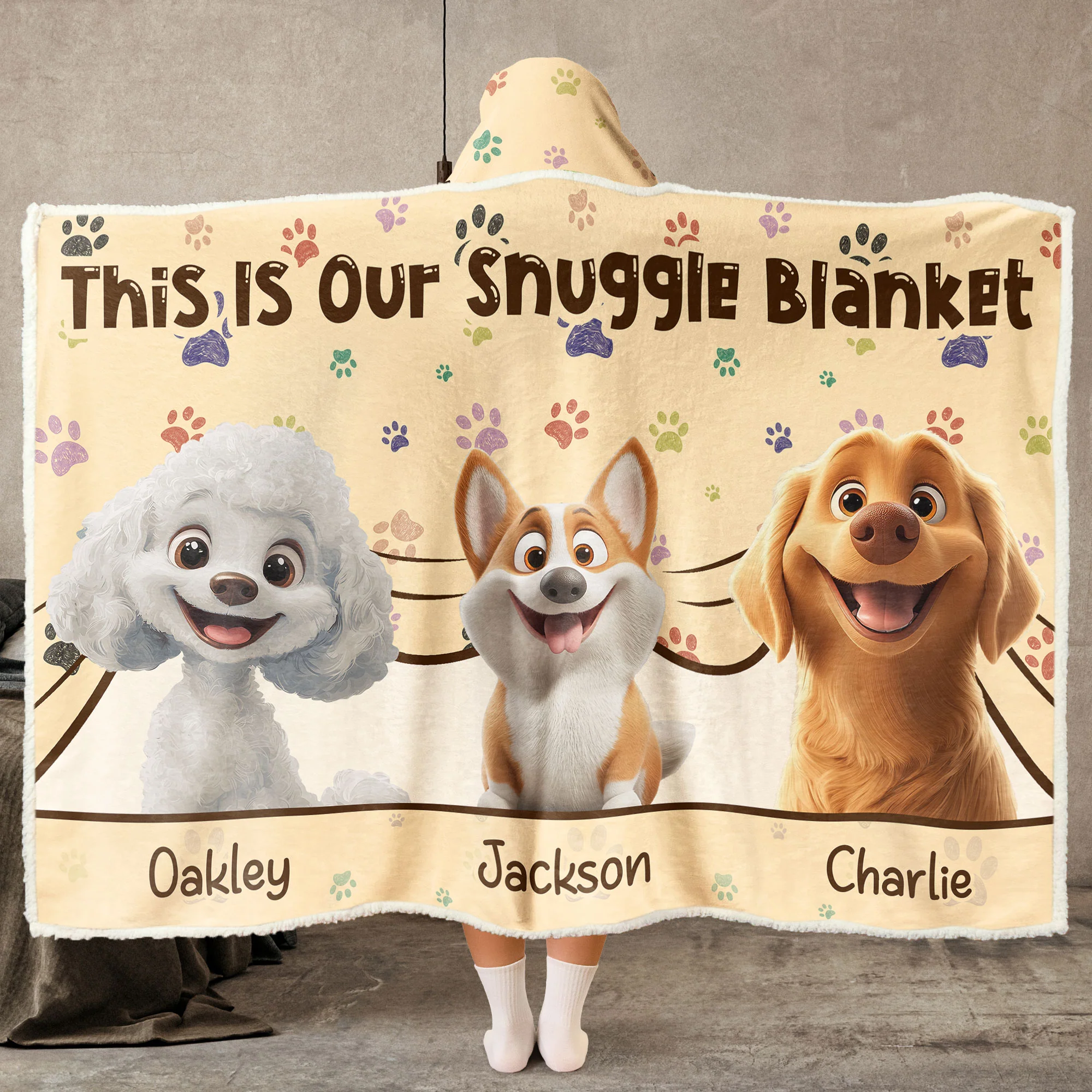 This Is Our Snuggle Blanket, Gift For Dog Lovers - Personalized Wearable Blanket Hoodie - Image 3