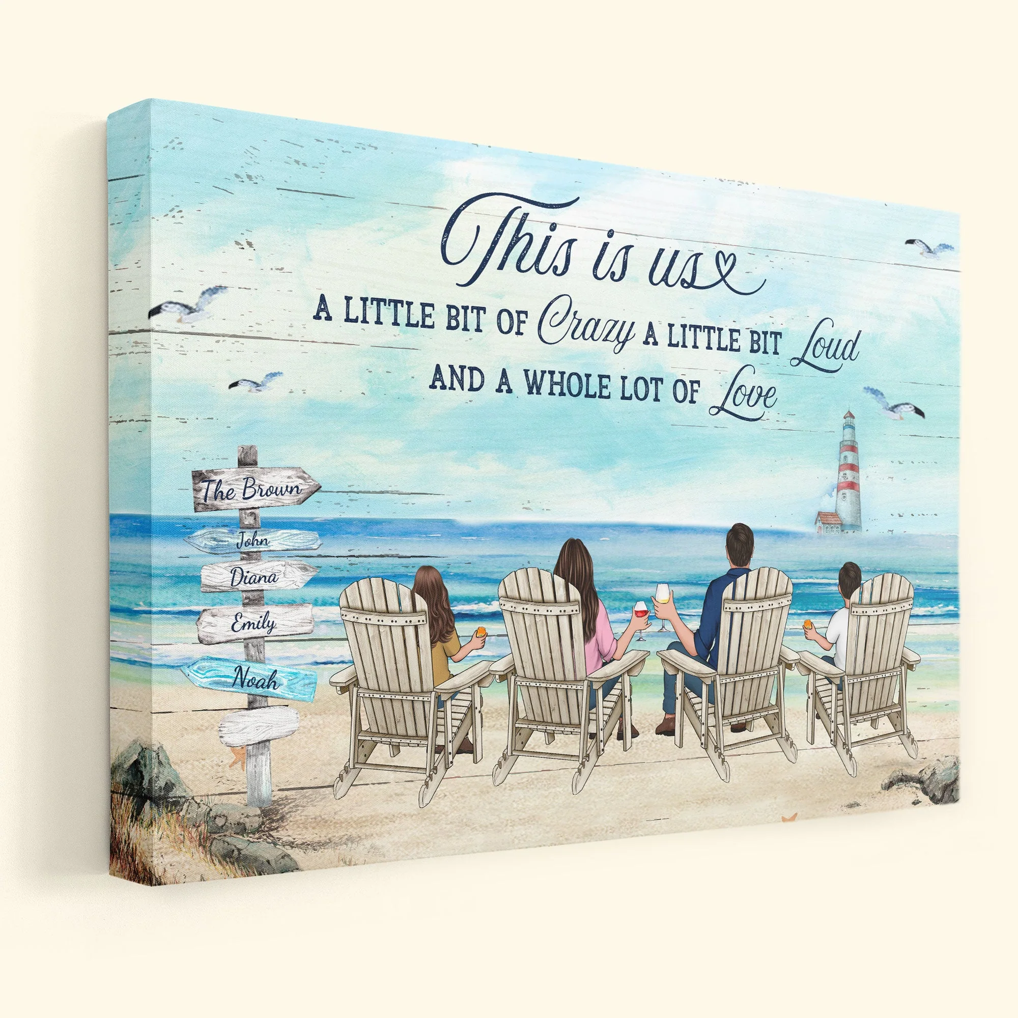 This Is Us A Little Bit Of Crazy Whole Lot Of Love - Personalized Wrapped Canvas - Image 2