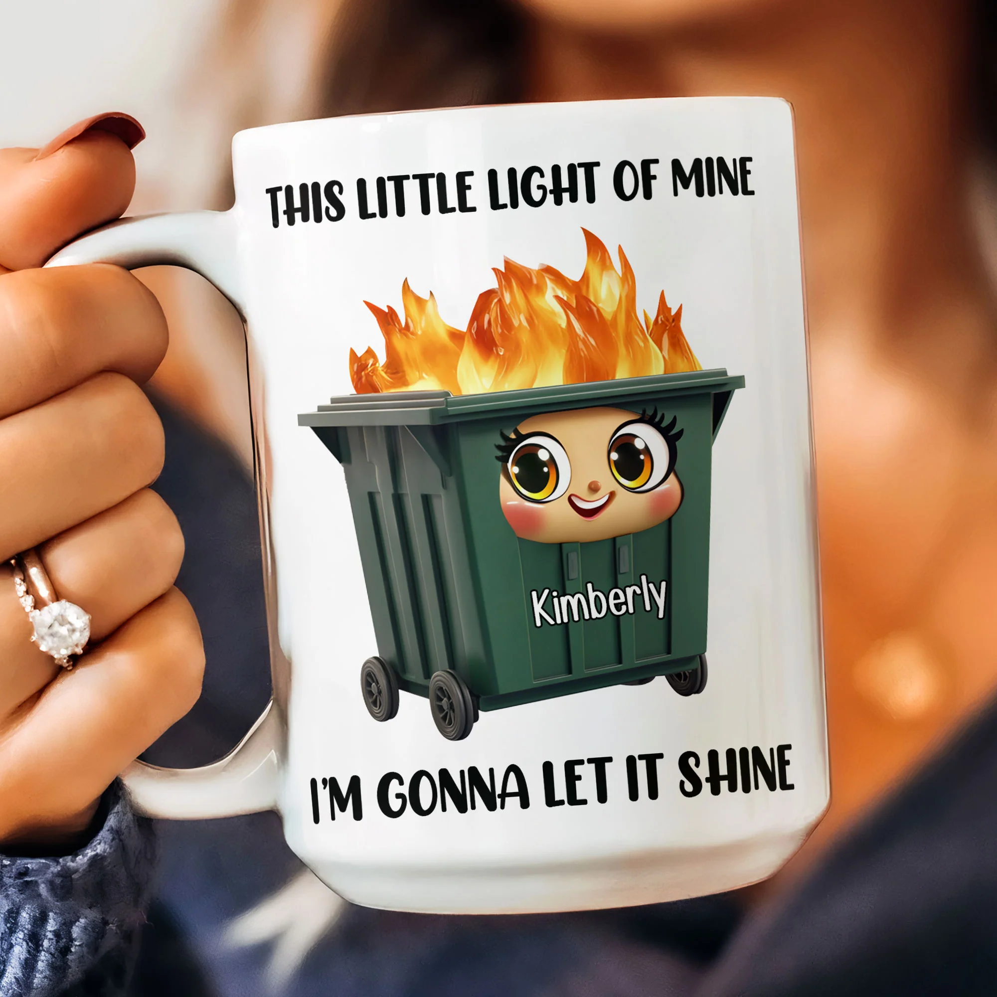 This Little Light Of Mine, Dumpster Fire, Funny Self Gift - Personalized Mug - Image 2