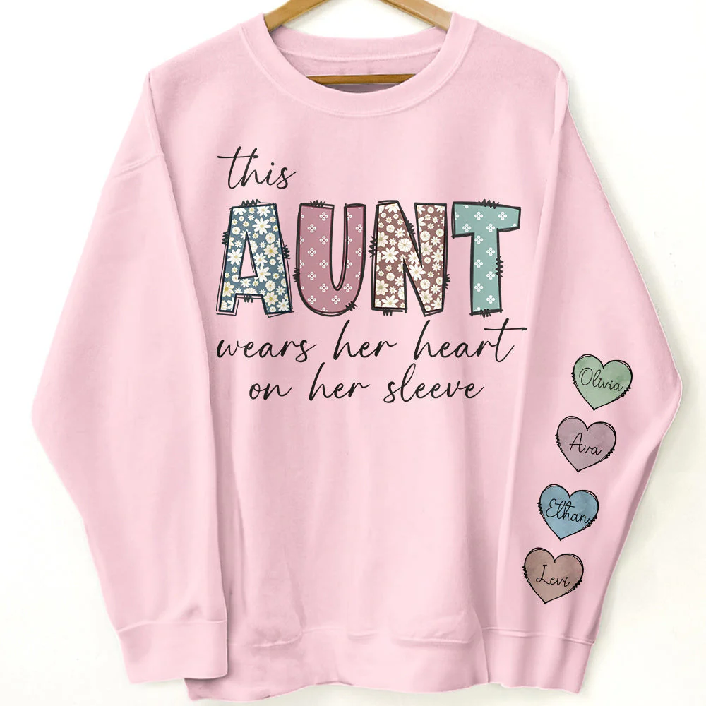 This Mama Wear Her Heart On Her Sleeve - Up To 20 Kids - Personalized Sweatshirt - Image 2