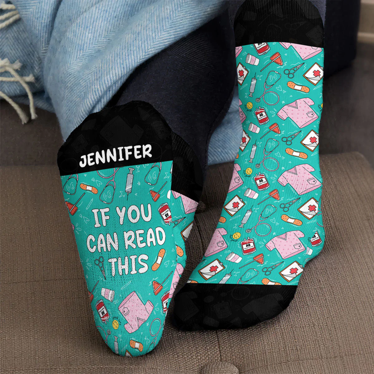 This Nurse Is Off Duty - Personalized Crew Socks - Image 2