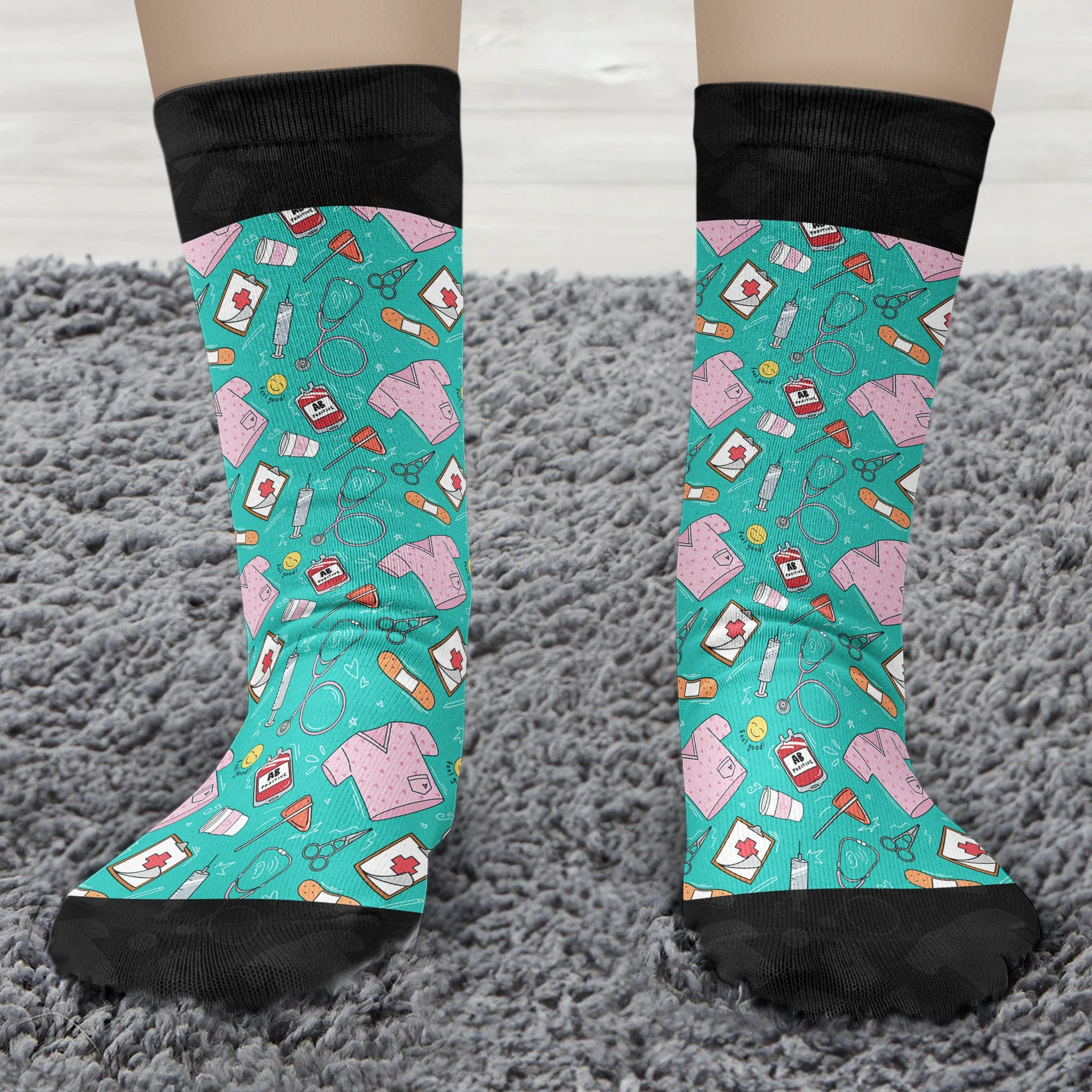 This Nurse Is Off Duty - Personalized Crew Socks - Image 4
