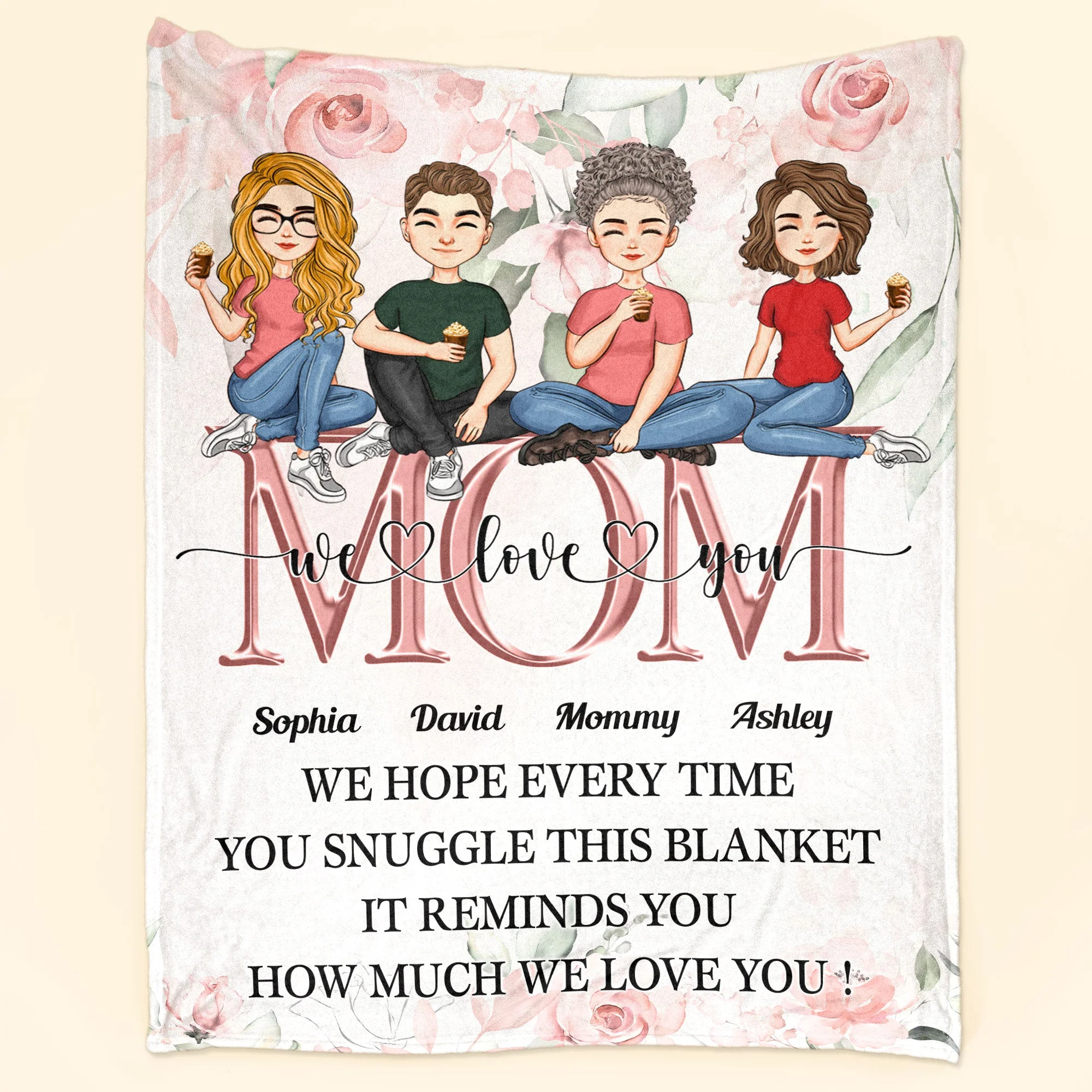 This Reminds You How Much We Love You - Cartoon Version - Personalized Blanket