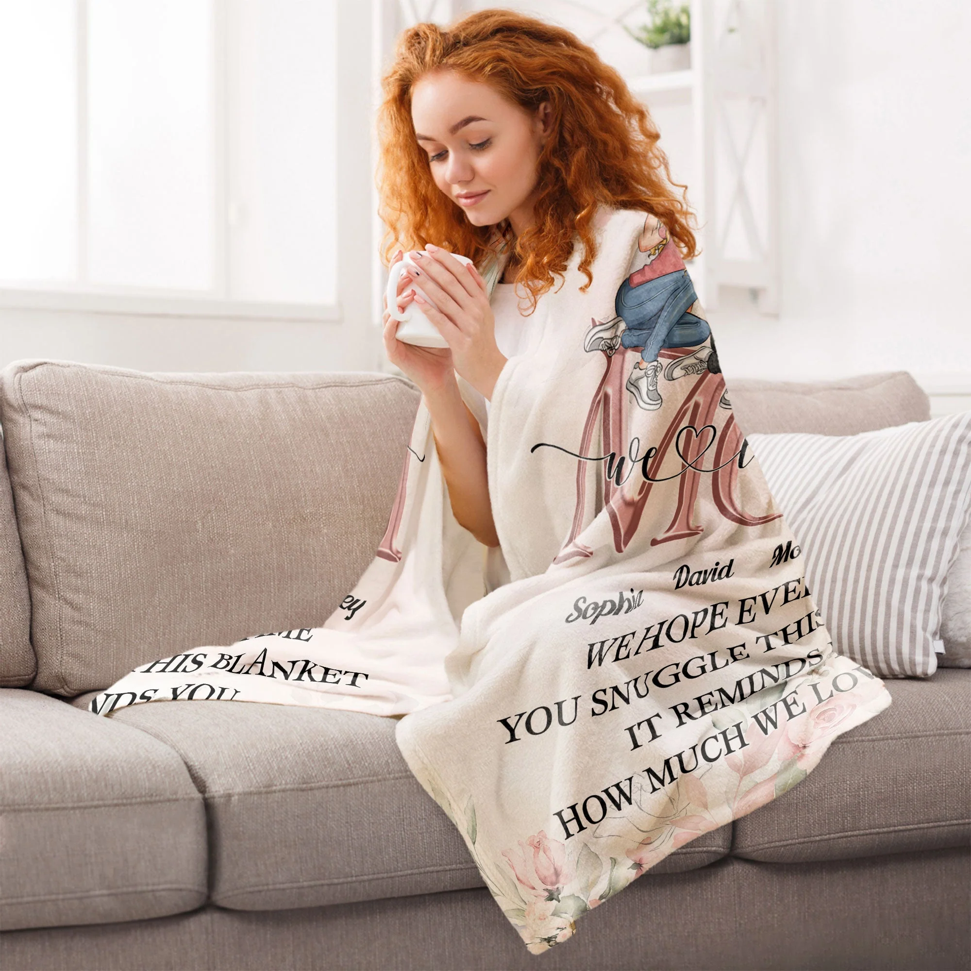 This Reminds You How Much We Love You - Cartoon Version - Personalized Blanket - Image 5