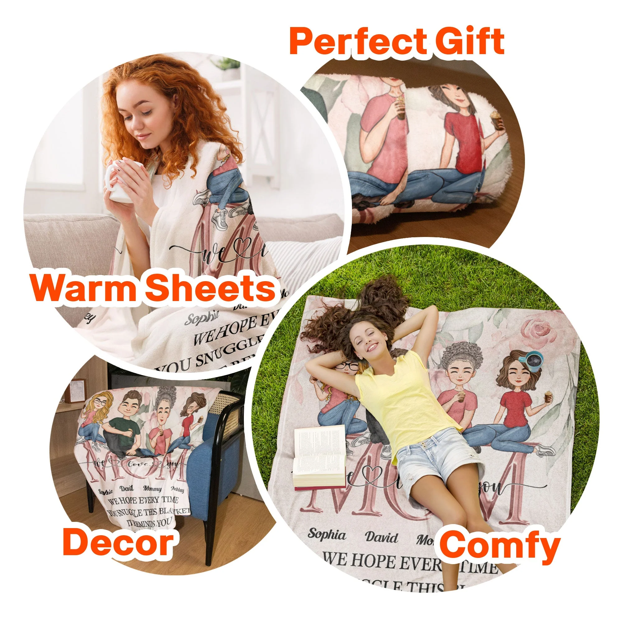 This Reminds You How Much We Love You - Cartoon Version - Personalized Blanket - Image 6
