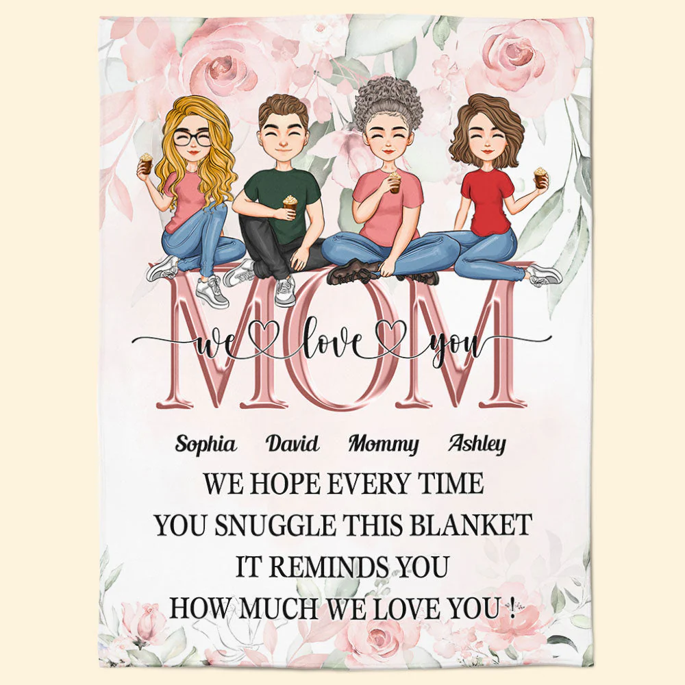 This Reminds You How Much We Love You - Cartoon Version - Personalized Blanket - Image 7