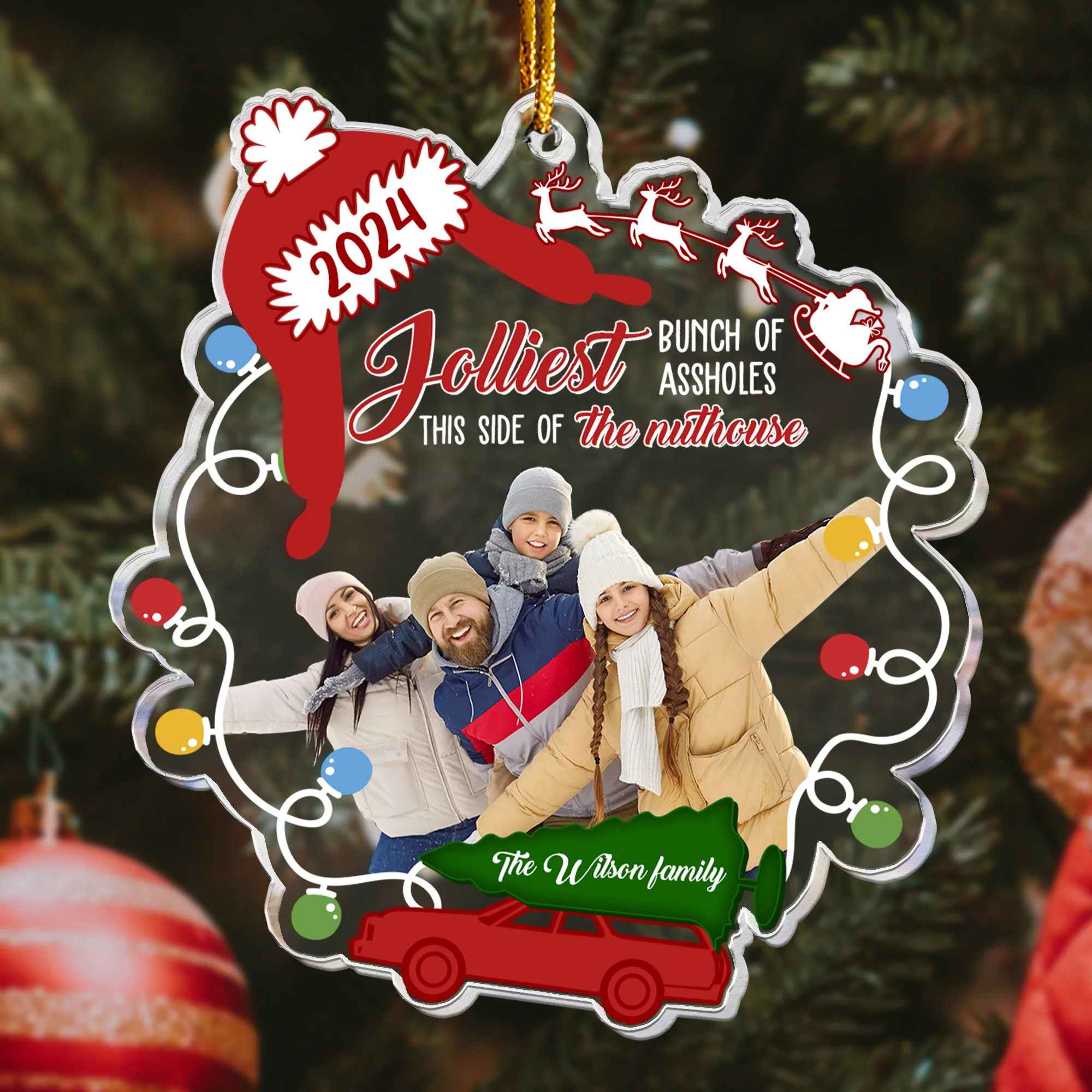 This Side Of The Nuthouse - Personalized Acrylic Photo Ornament - Image 2