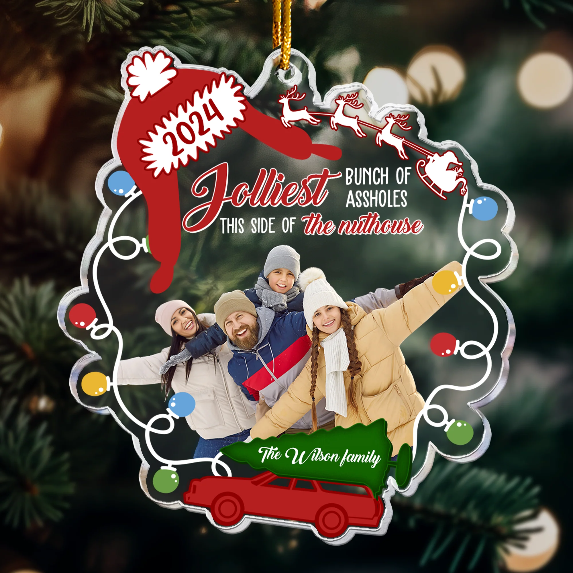 This Side Of The Nuthouse - Personalized Acrylic Photo Ornament - Image 4