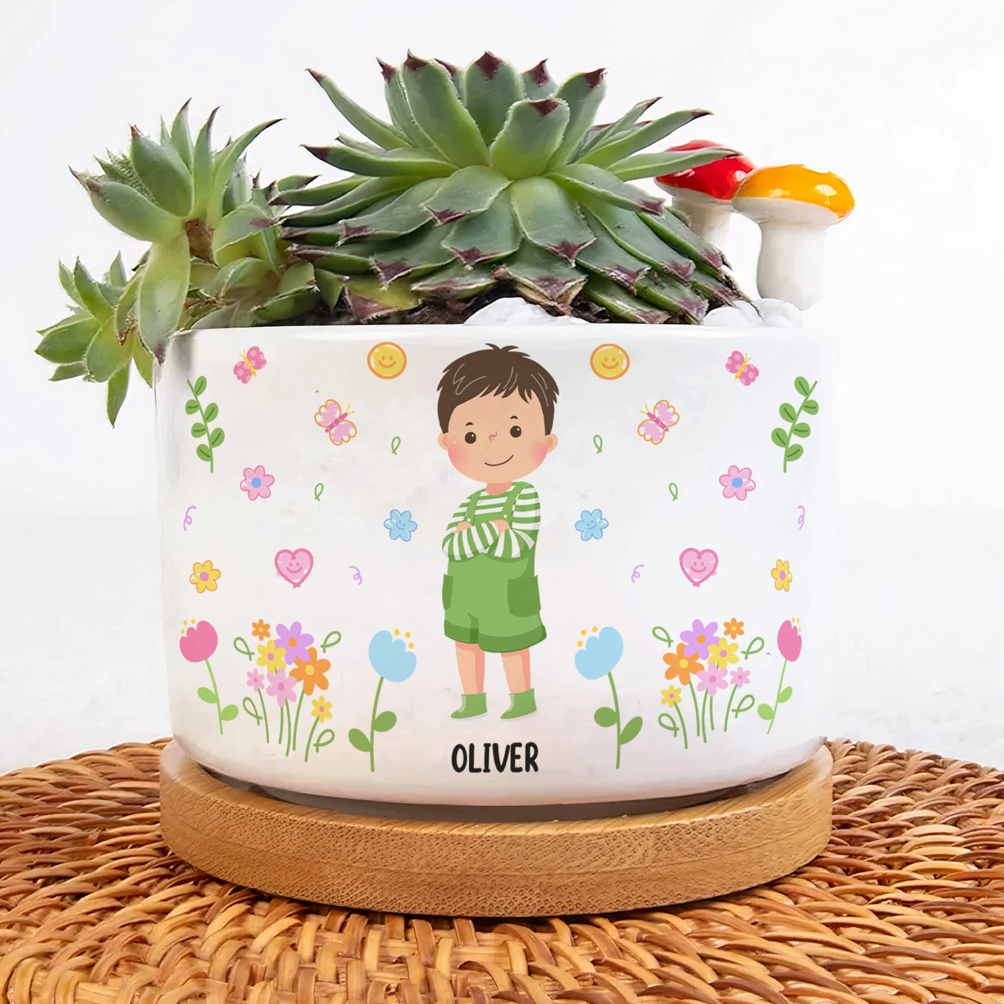 This Tree Grown By Me Gift For Kids - Personalized Ceramic Plant Pot With Tray - Image 3
