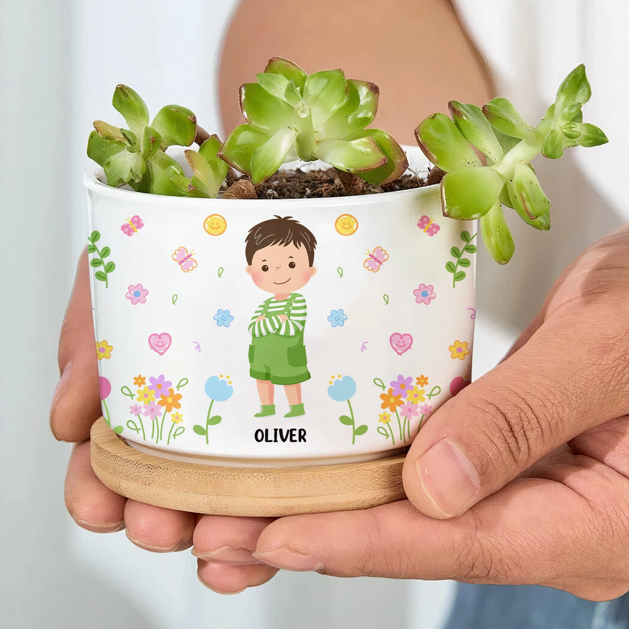 This Tree Grown By Me Gift For Kids - Personalized Ceramic Plant Pot With Tray - Image 5
