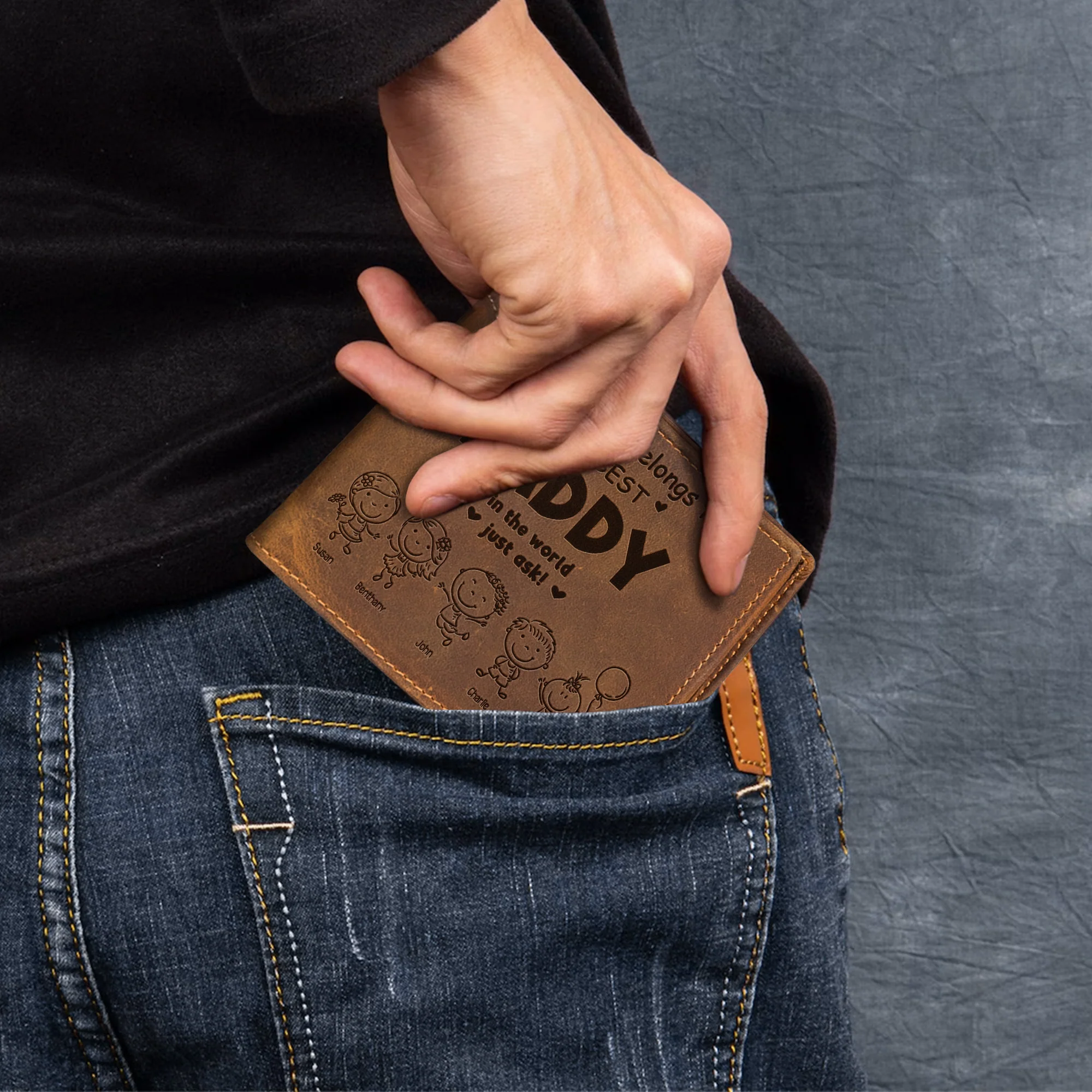 This Wallet Belongs To The Best Daddy, Papa - Personalized Leather Wallet - Image 3