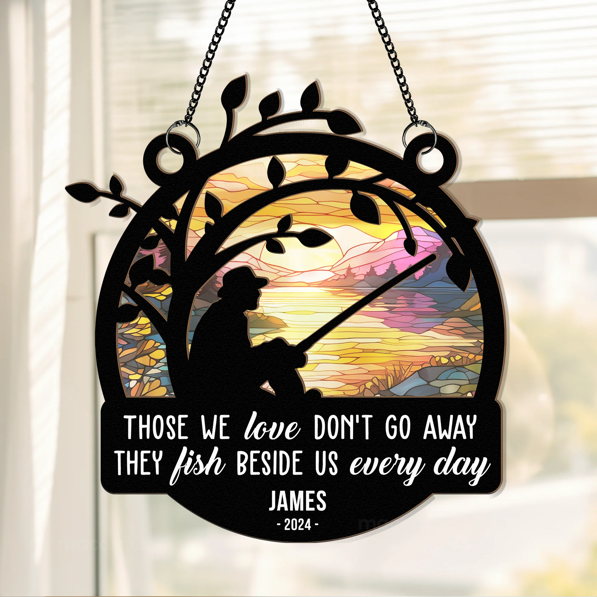 Those We Love Don't Go Away Memorial - Personalized Window Hanging Suncatcher Ornament - Image 2