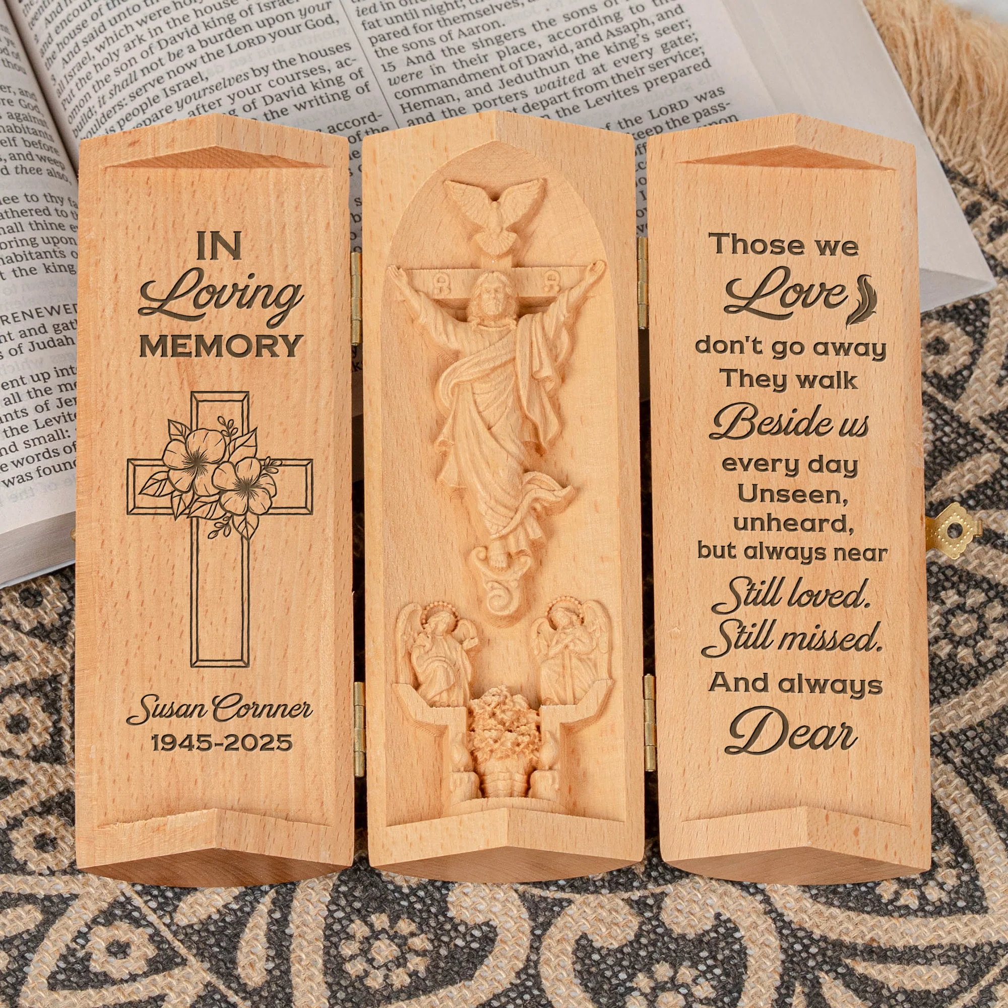Those We Love Don't Go Away Memorial - Personalized Wooden Plaque - Image 2