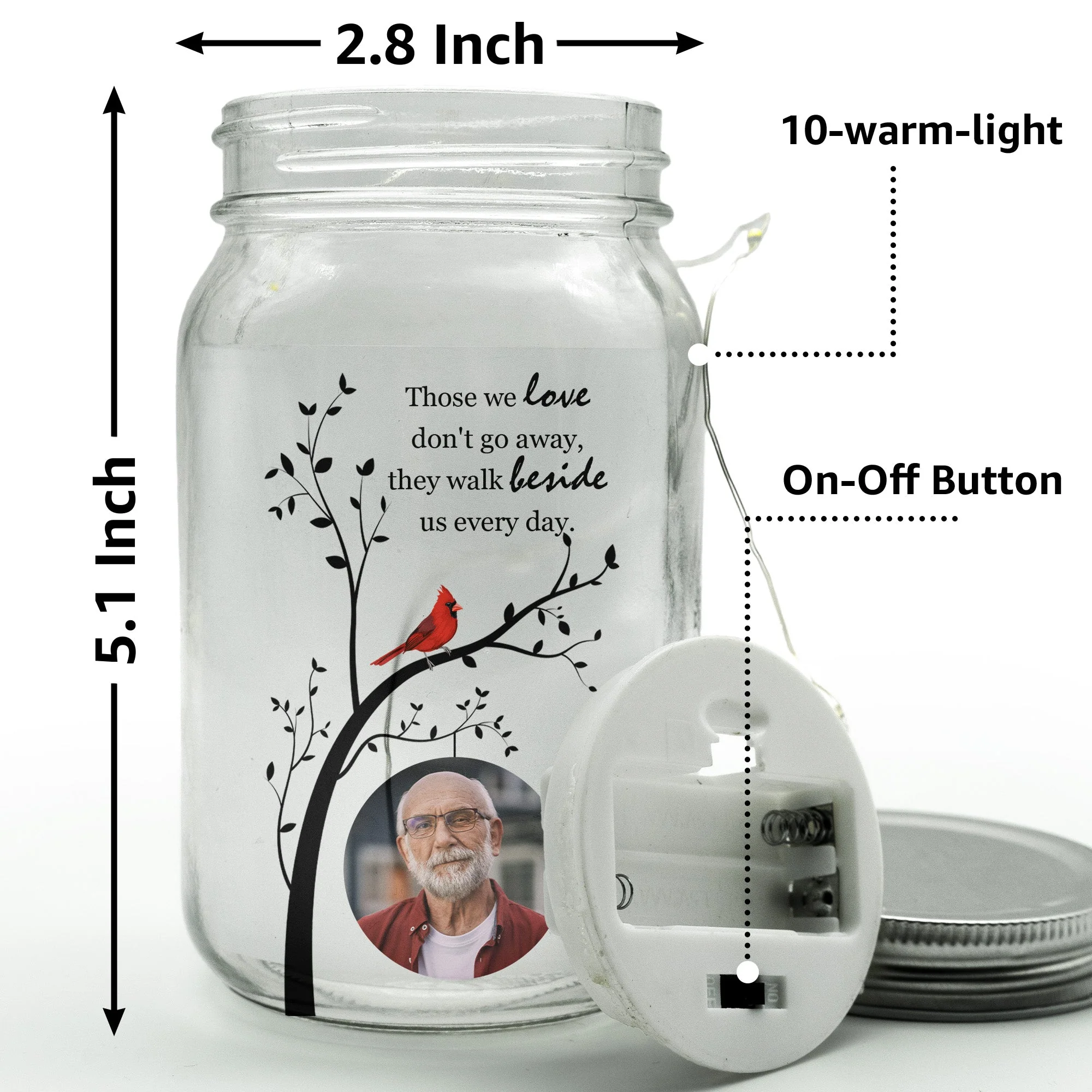 Those We Love Don't Go Away - Personalized Photo Mason Jar Light - Image 4