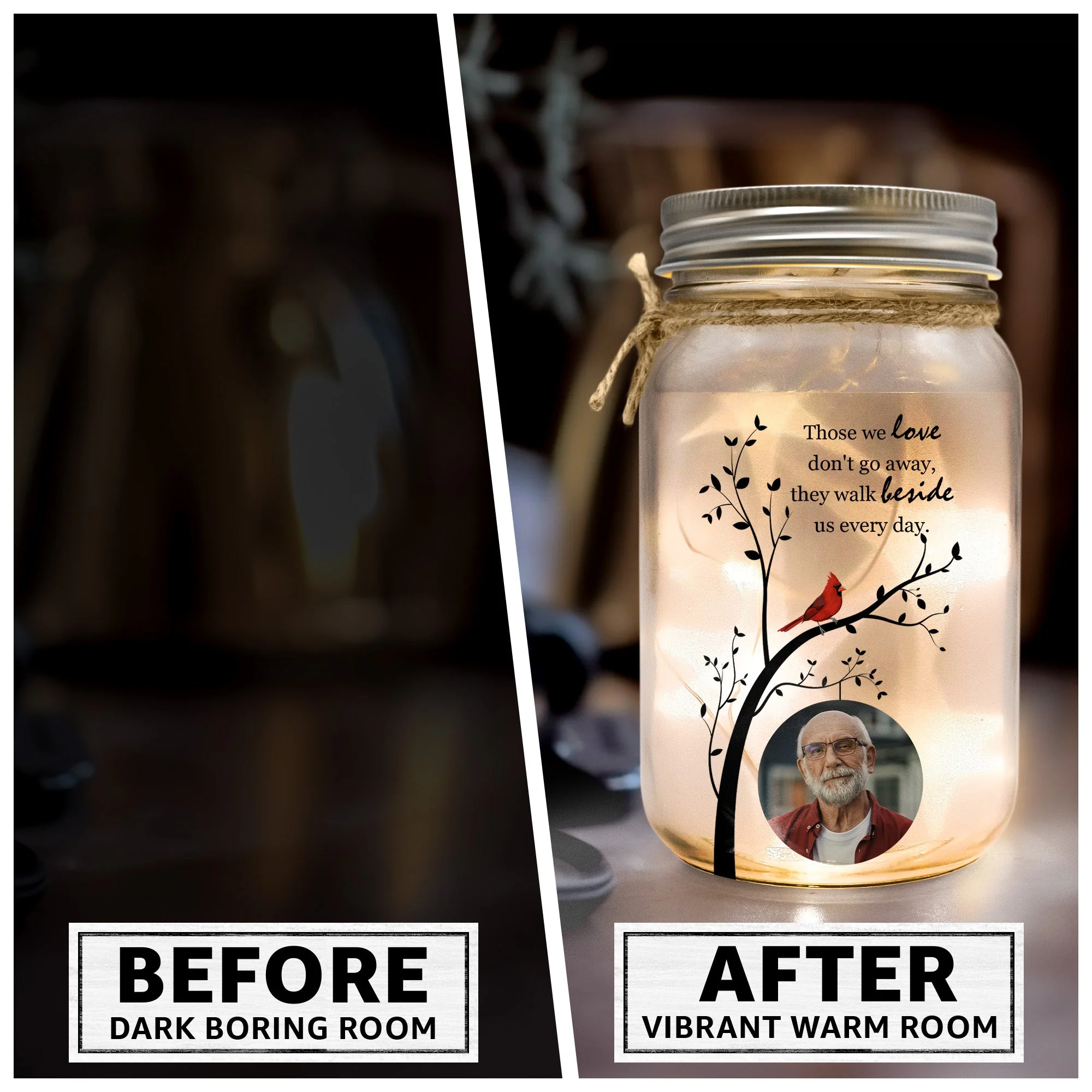 Those We Love Don't Go Away - Personalized Photo Mason Jar Light - Image 5