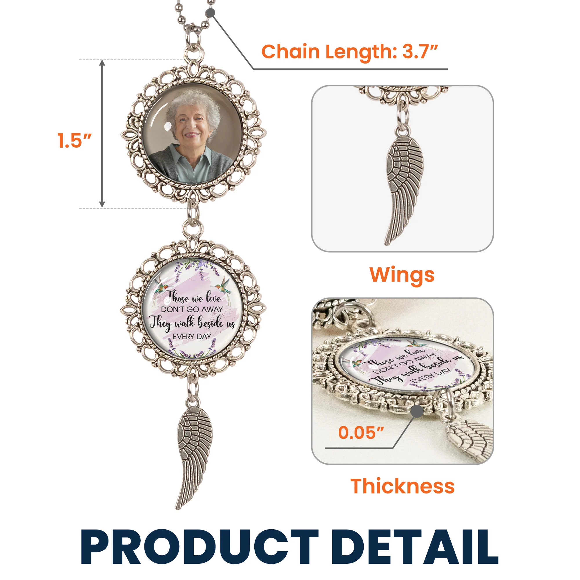 Those We Love Don't Go Away They Walk Beside Us Every Day - Personalized Photo Car Ornament - Image 5