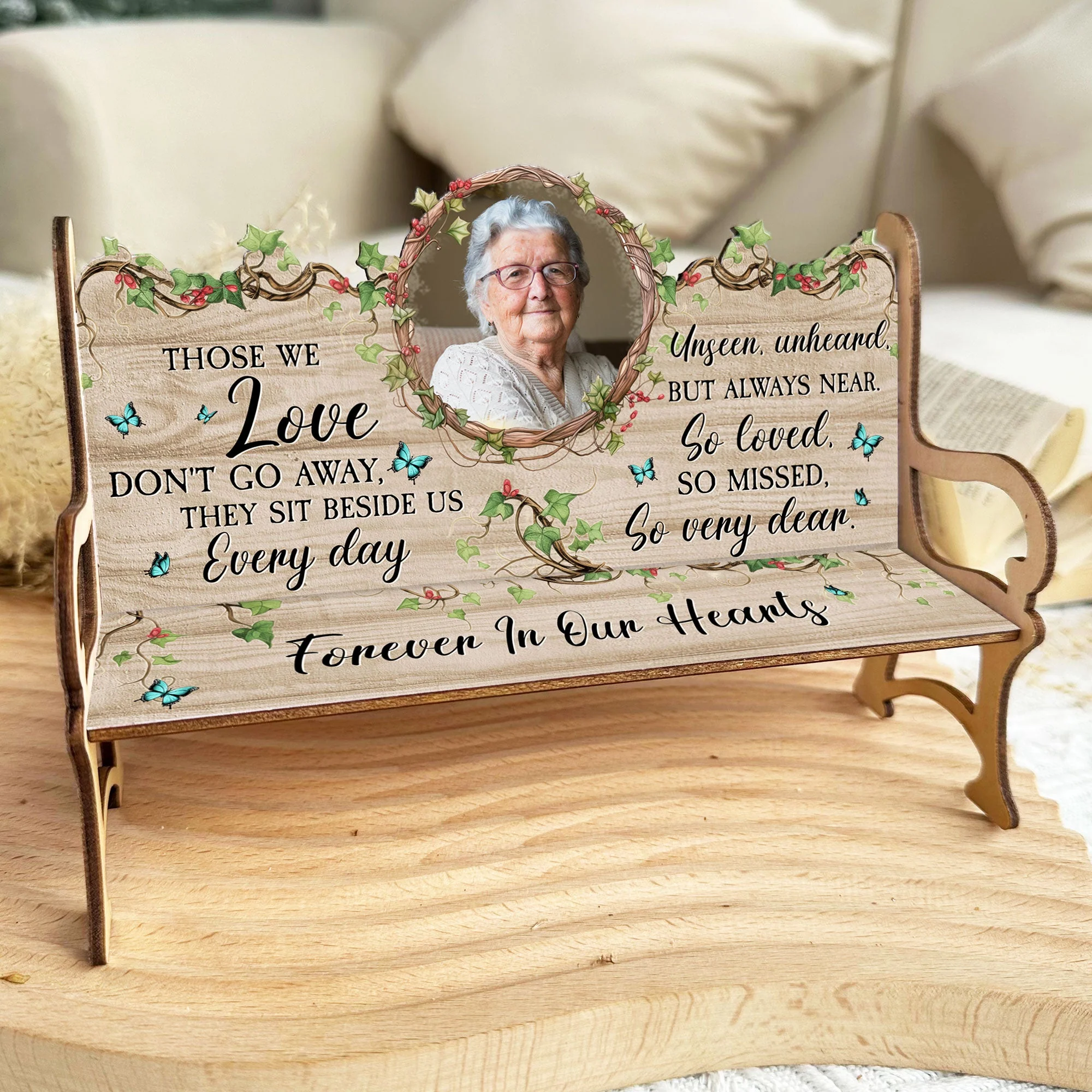 Those We Love Sit Beside Us - Personalized Photo Memorial Bench - Image 4