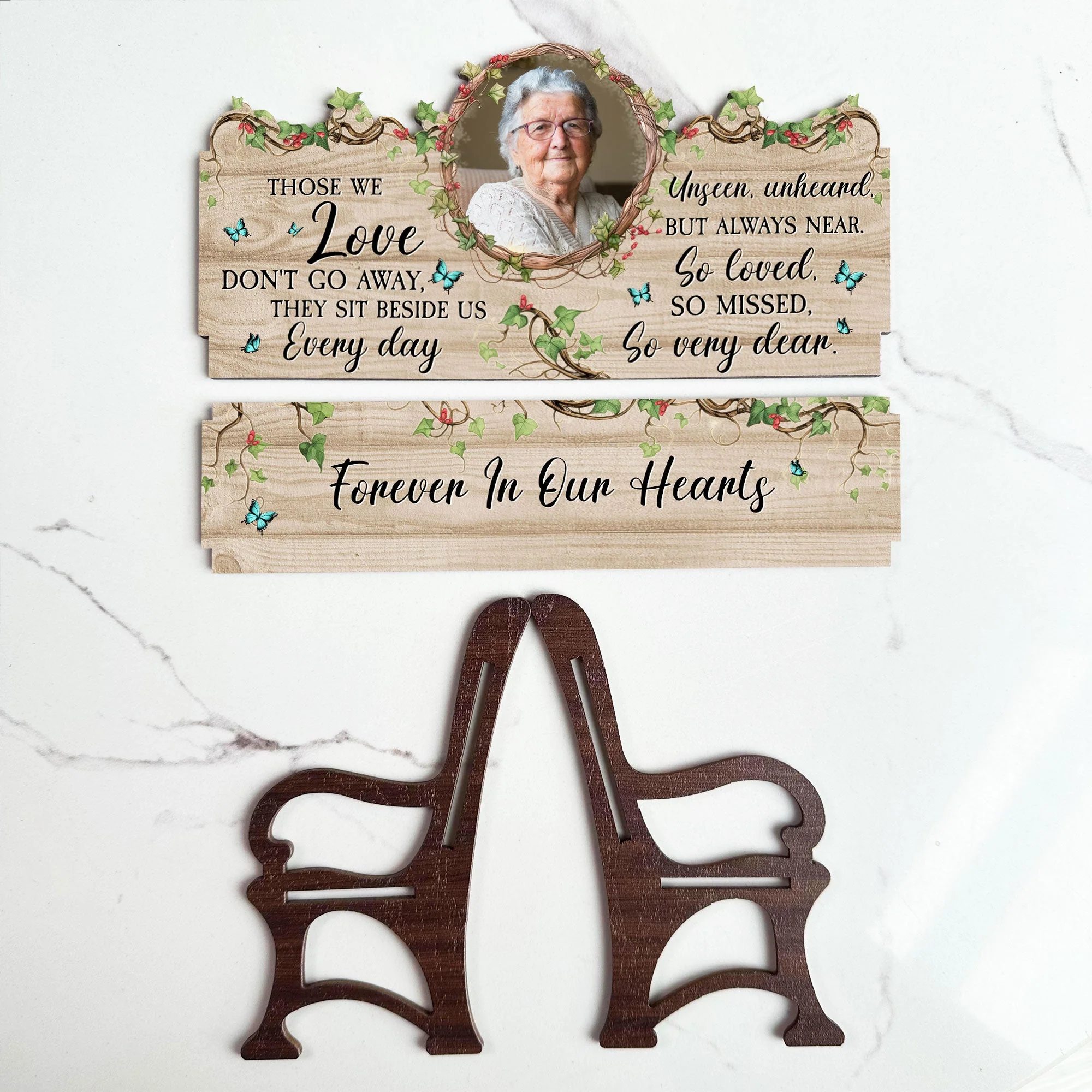 Those We Love Sit Beside Us - Personalized Photo Memorial Bench - Image 5