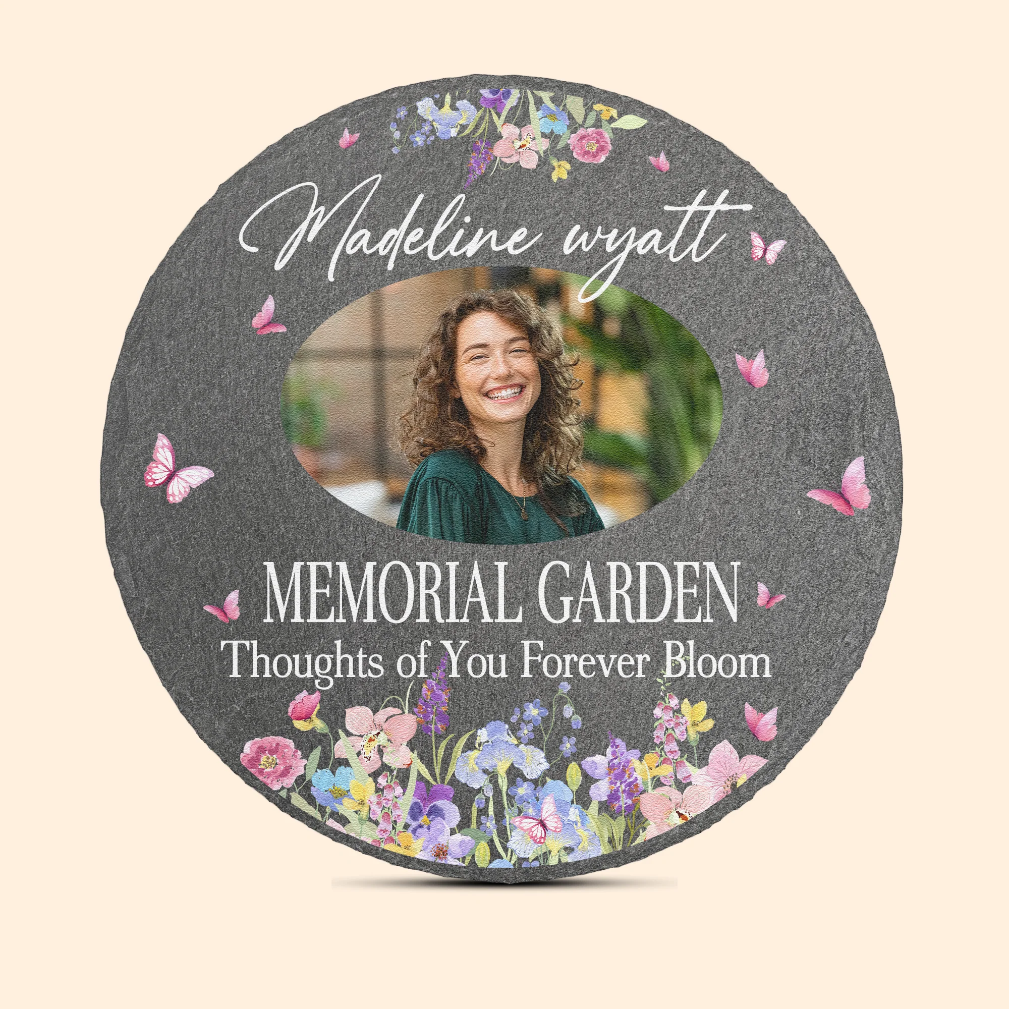 Thoughts Of You Forever Bloom - Personalized Photo Garden Stone - Image 5