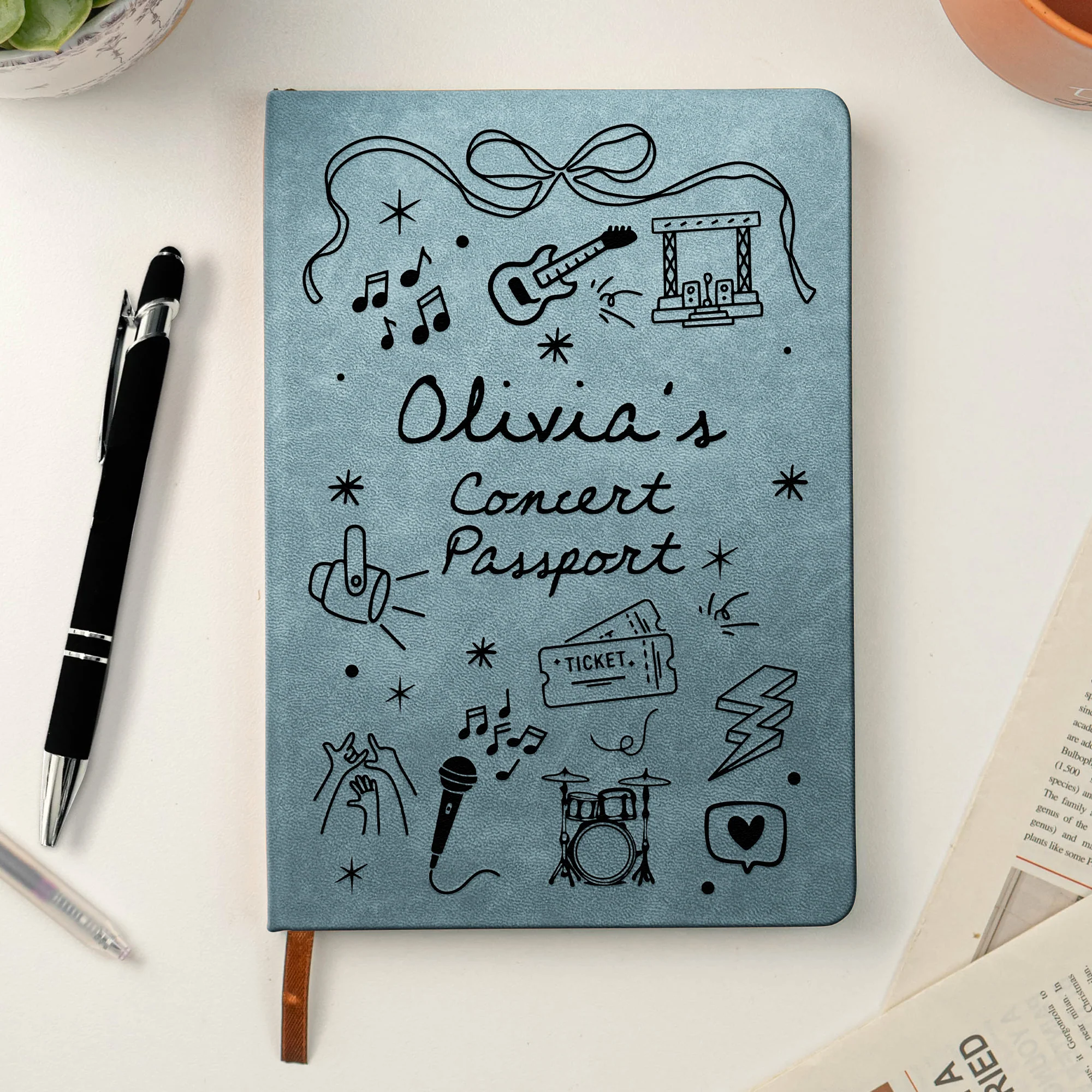 Ticket Keepsake Concert Souvenir Journal For Music Lovers, Daughter, Friends - Personalized Leather Journal - Image 2