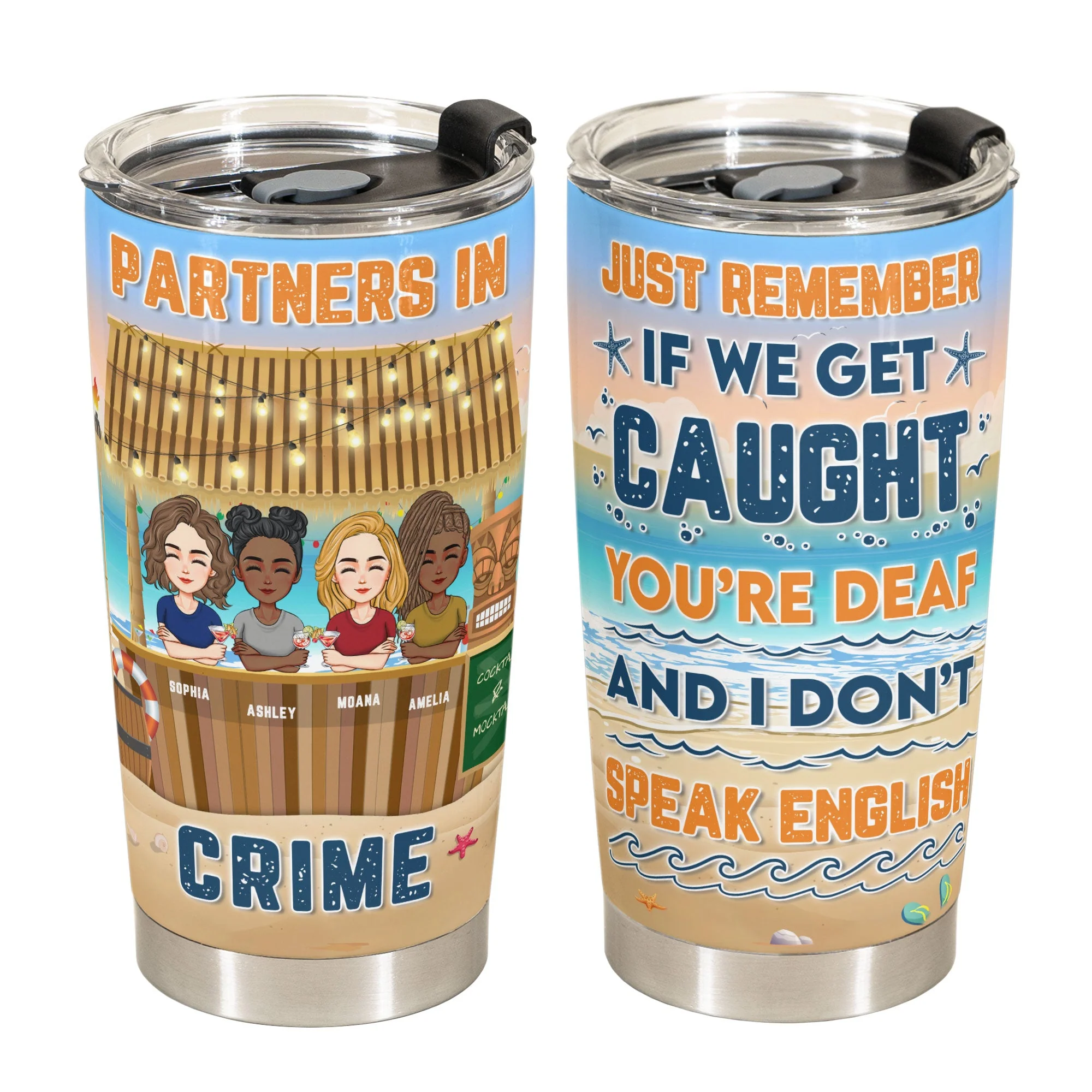 Tiki Bar - Partners In Crime - Personalized Tumbler Cup - Image 2
