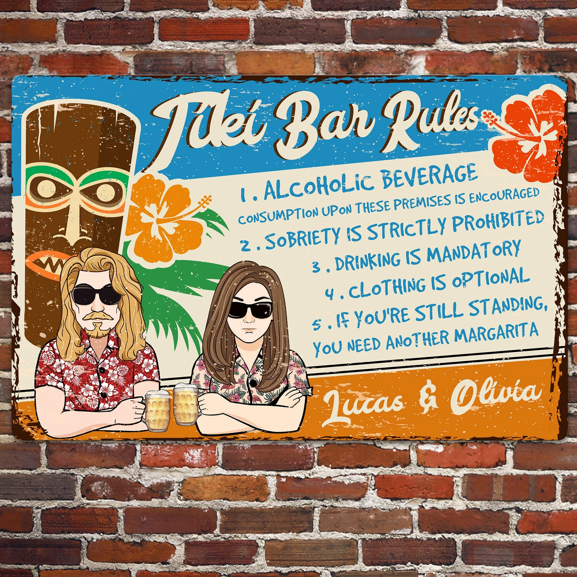 Tiki Bar Rules - Personalized Metal Sign - Image 2